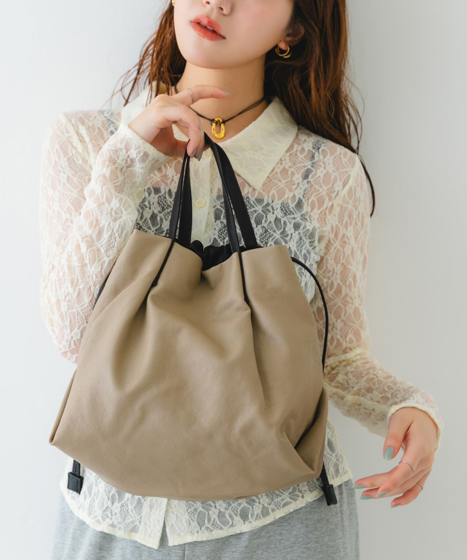 ウォッシャブルショルダーバッグ『Msize』 BEIGE one