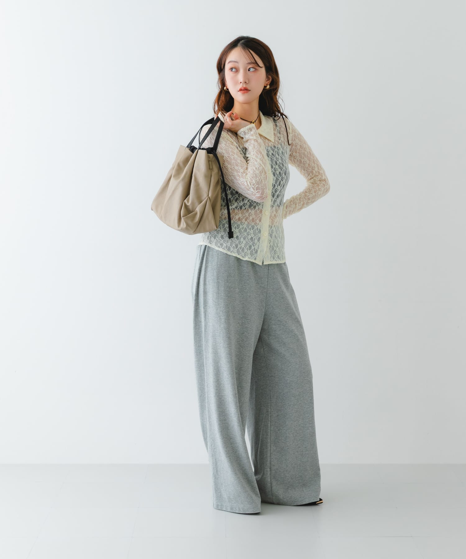 ウォッシャブルショルダーバッグ『Msize』 BEIGE one