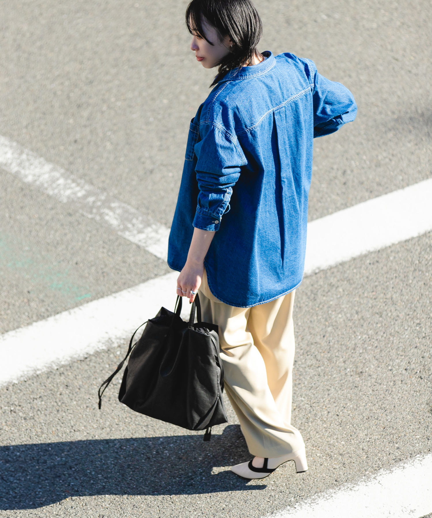 ウォッシャブルショルダーバッグ『Msize』 BLACK one