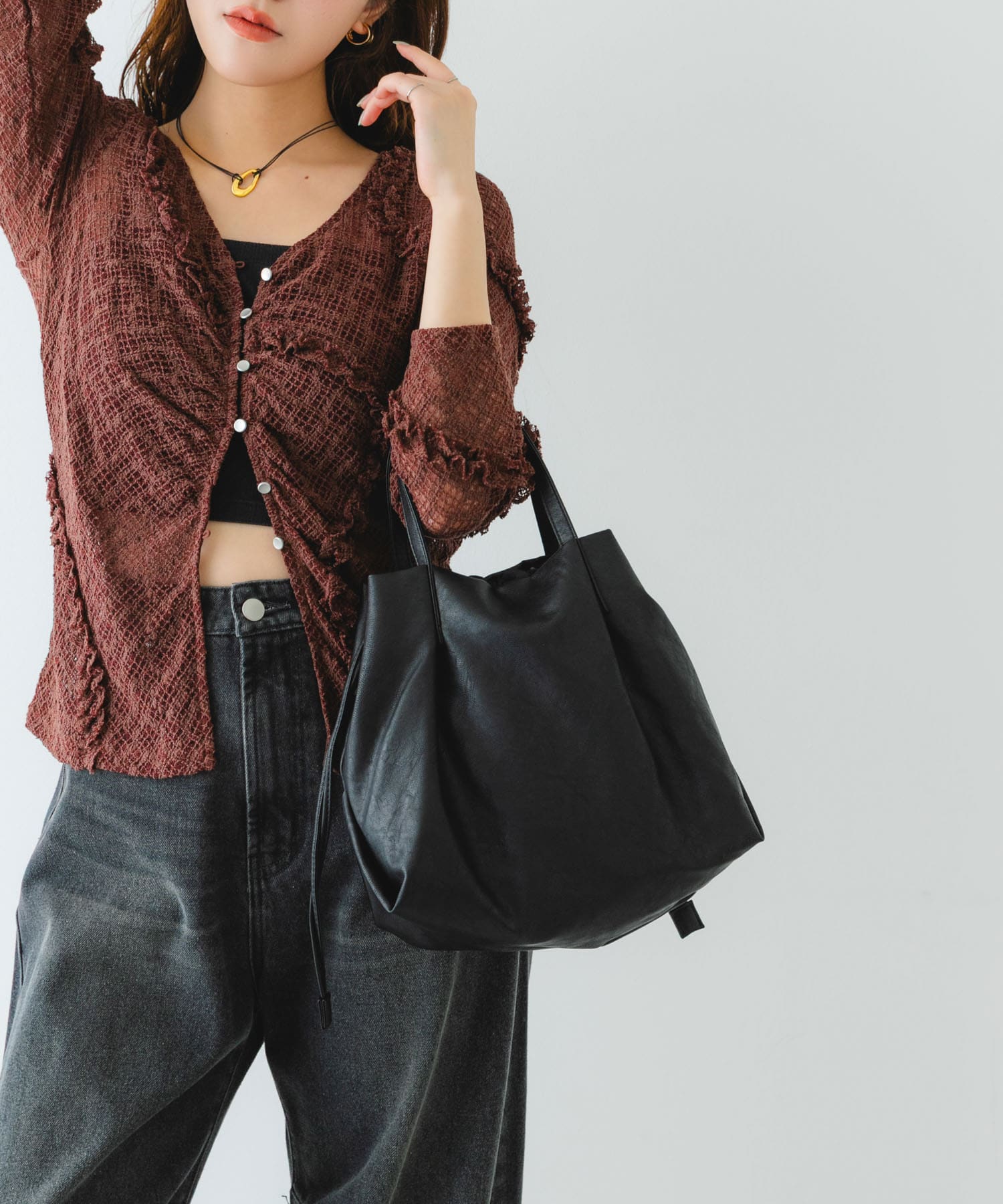 ウォッシャブルショルダーバッグ『Msize』 BLACK one