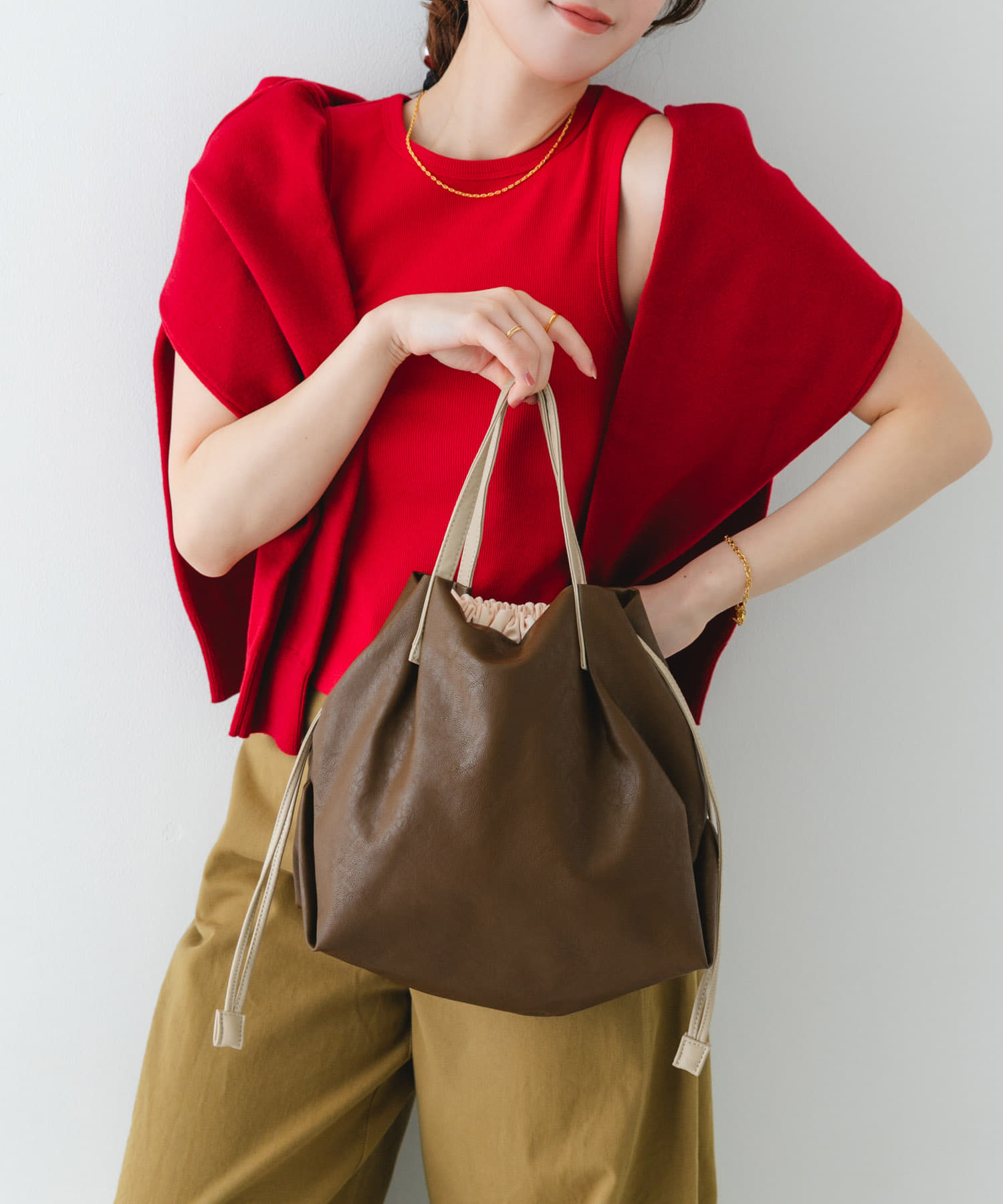 『Sサイズ』ウォッシャブルミニショルダーバッグ BROWN one