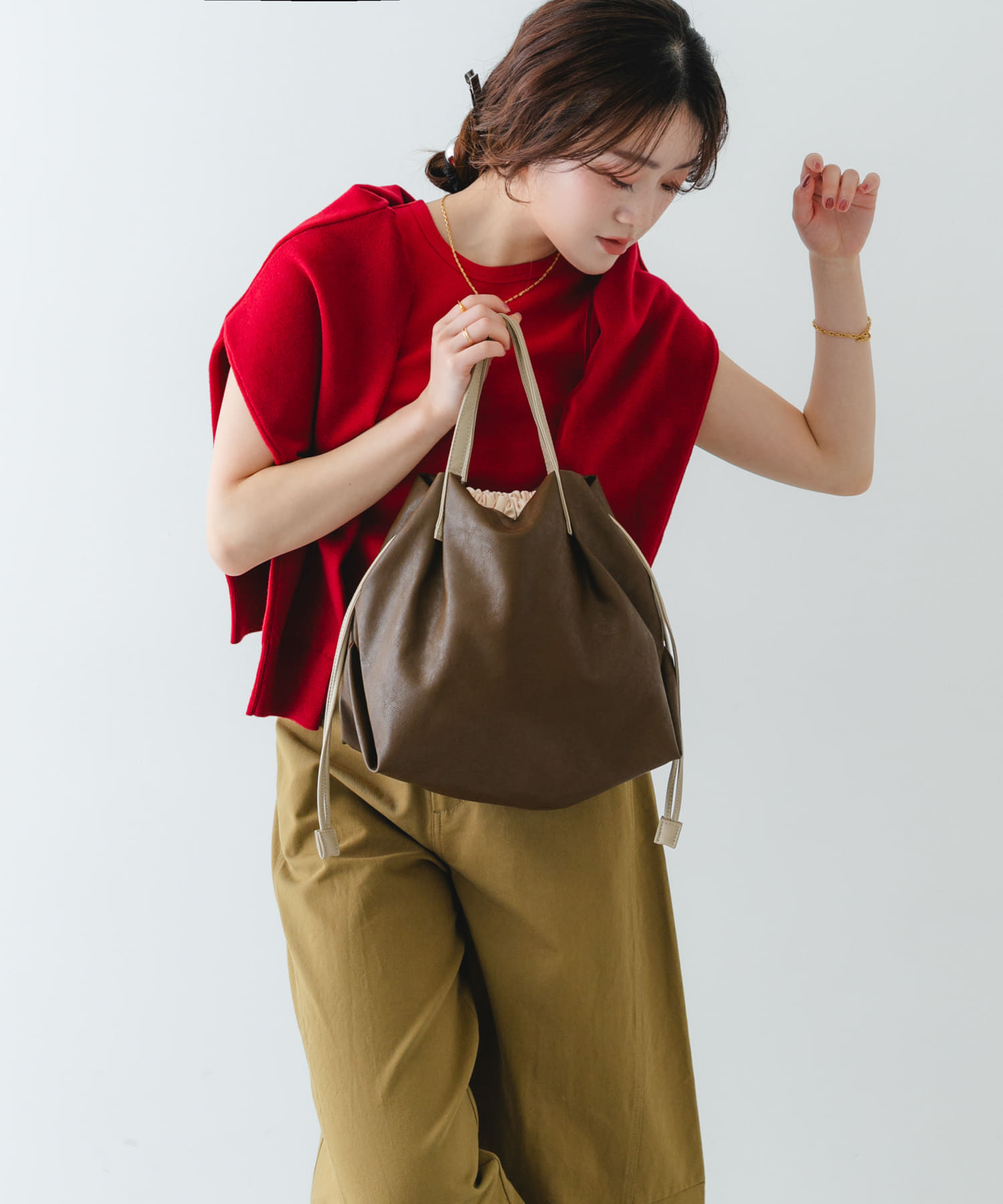 『Sサイズ』ウォッシャブルミニショルダーバッグ BROWN one