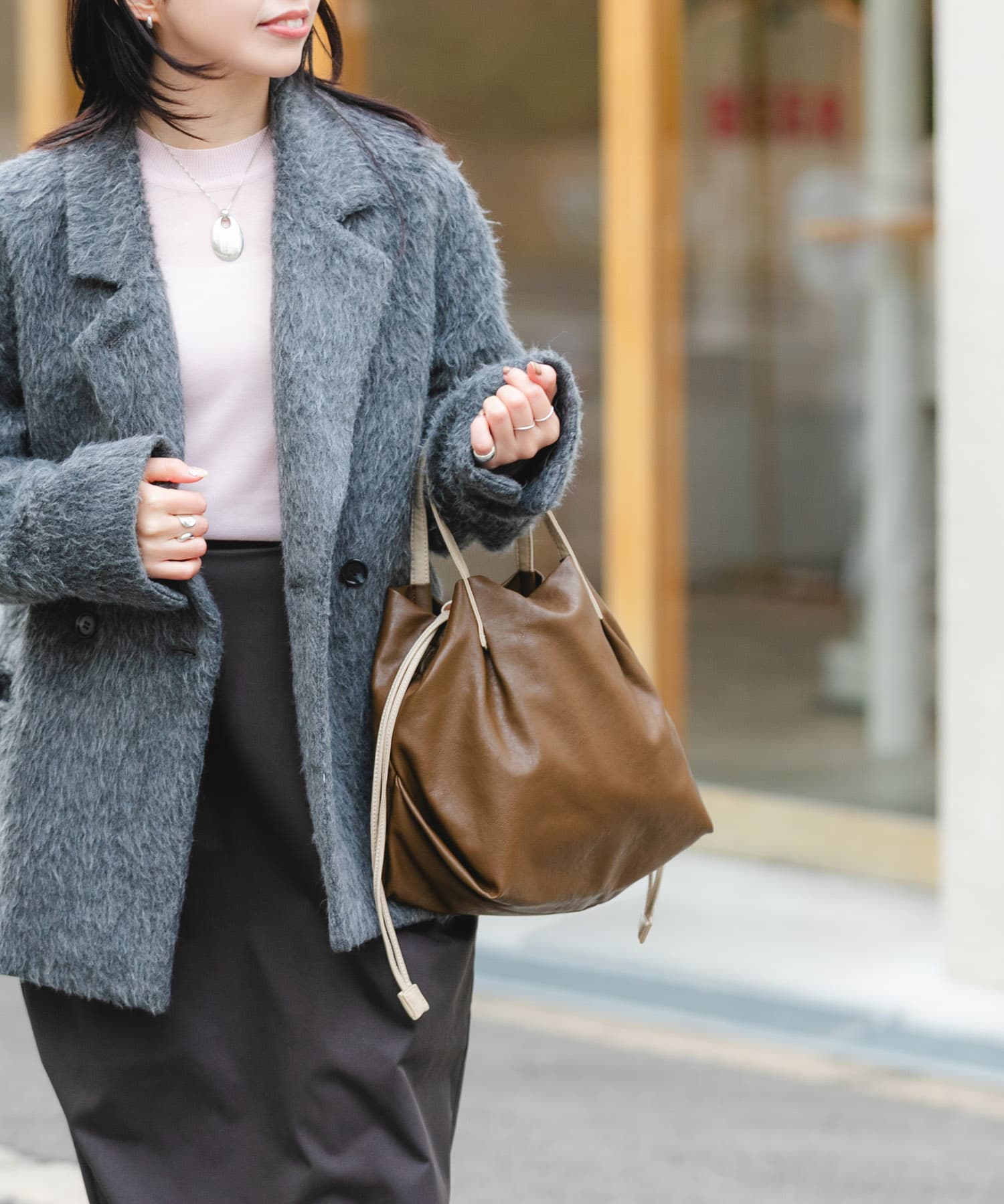 ウォッシャブルミニショルダーバッグ『Ssize』 BROWN one