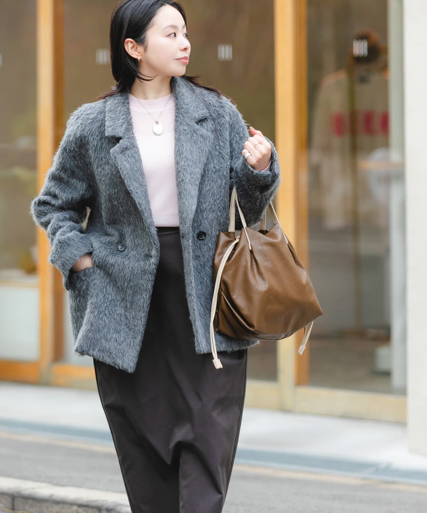 ウォッシャブルミニショルダーバッグ『Ssize』 BROWN one