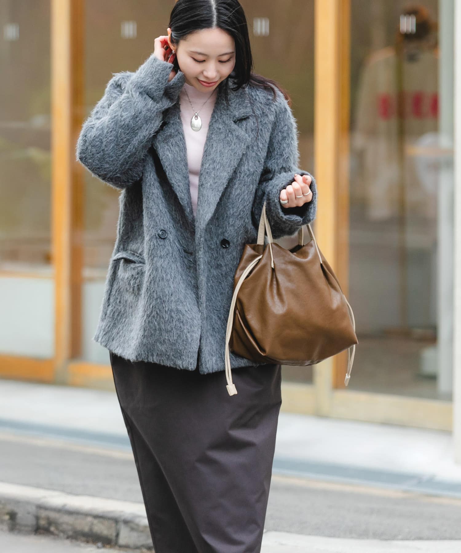 ウォッシャブルミニショルダーバッグ『Ssize』 BROWN one