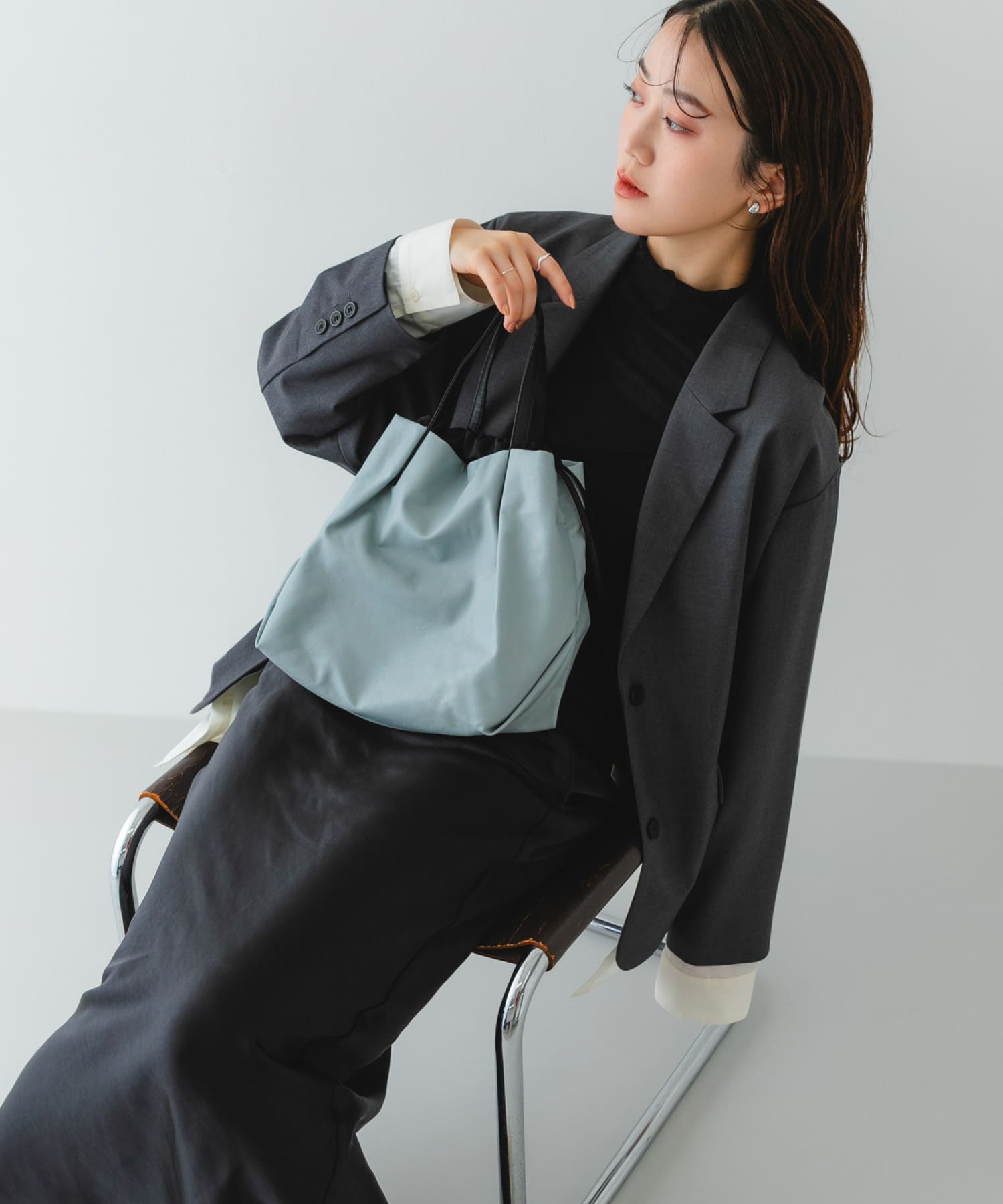 『Sサイズ』ウォッシャブルミニショルダーバッグ BLUE GRAY one