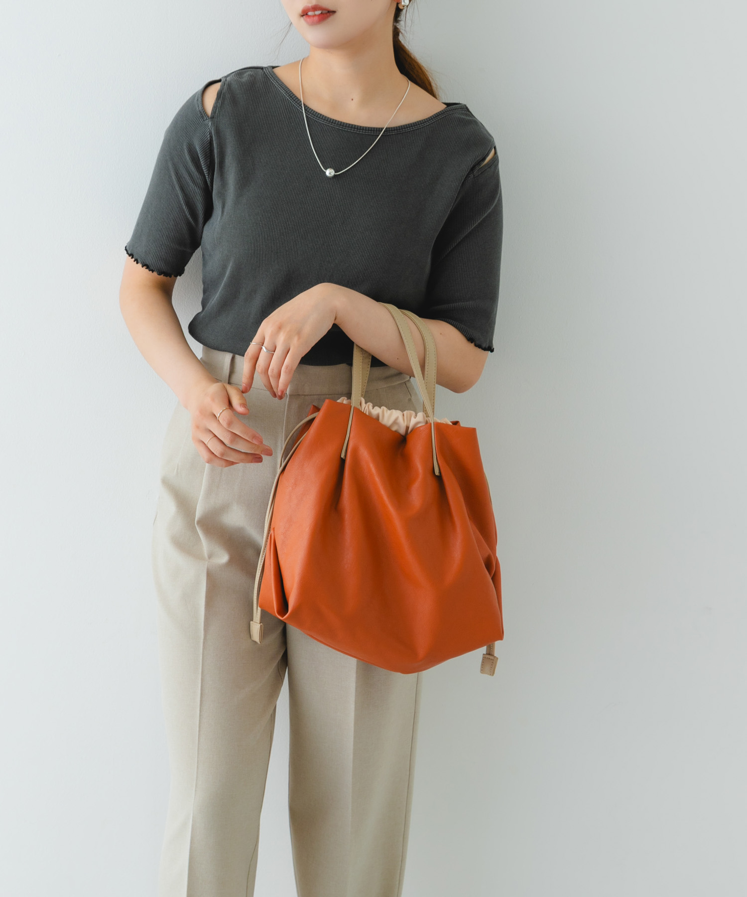 『Sサイズ』ウォッシャブルミニショルダーバッグ CAMEL one