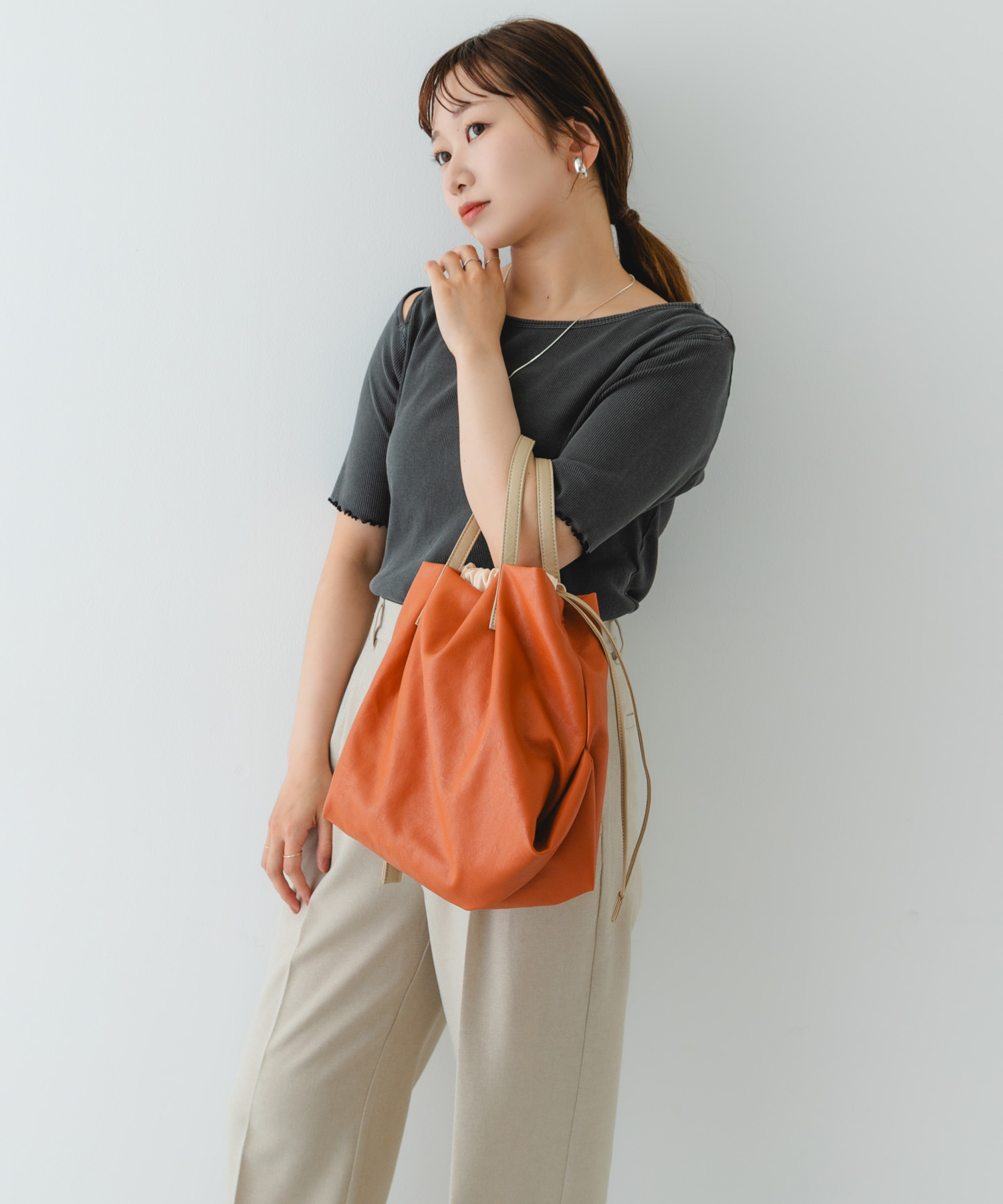 『Sサイズ』ウォッシャブルミニショルダーバッグ CAMEL one