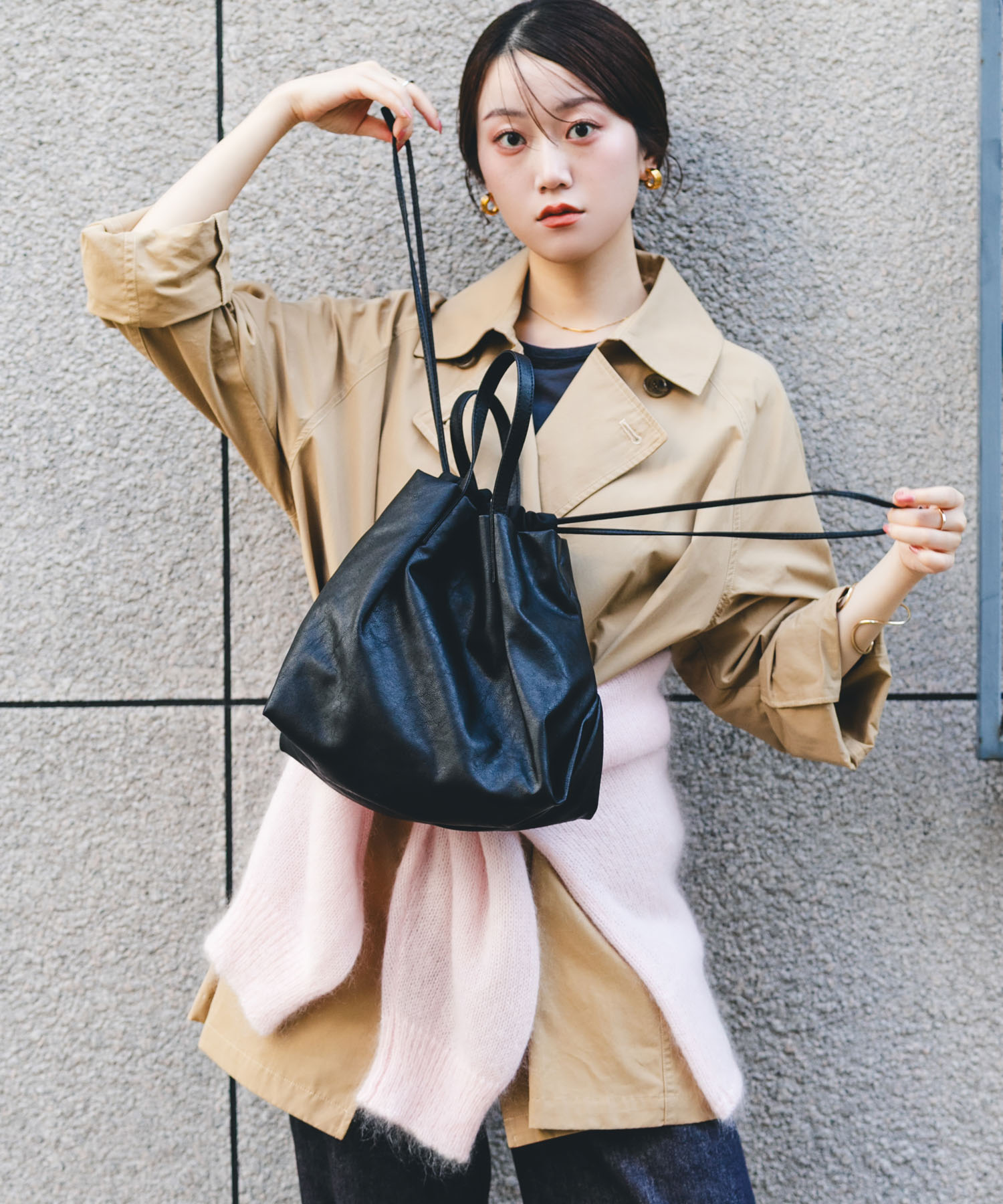 ウォッシャブルミニショルダーバッグ『Ssize』(one BLACK): バッグ