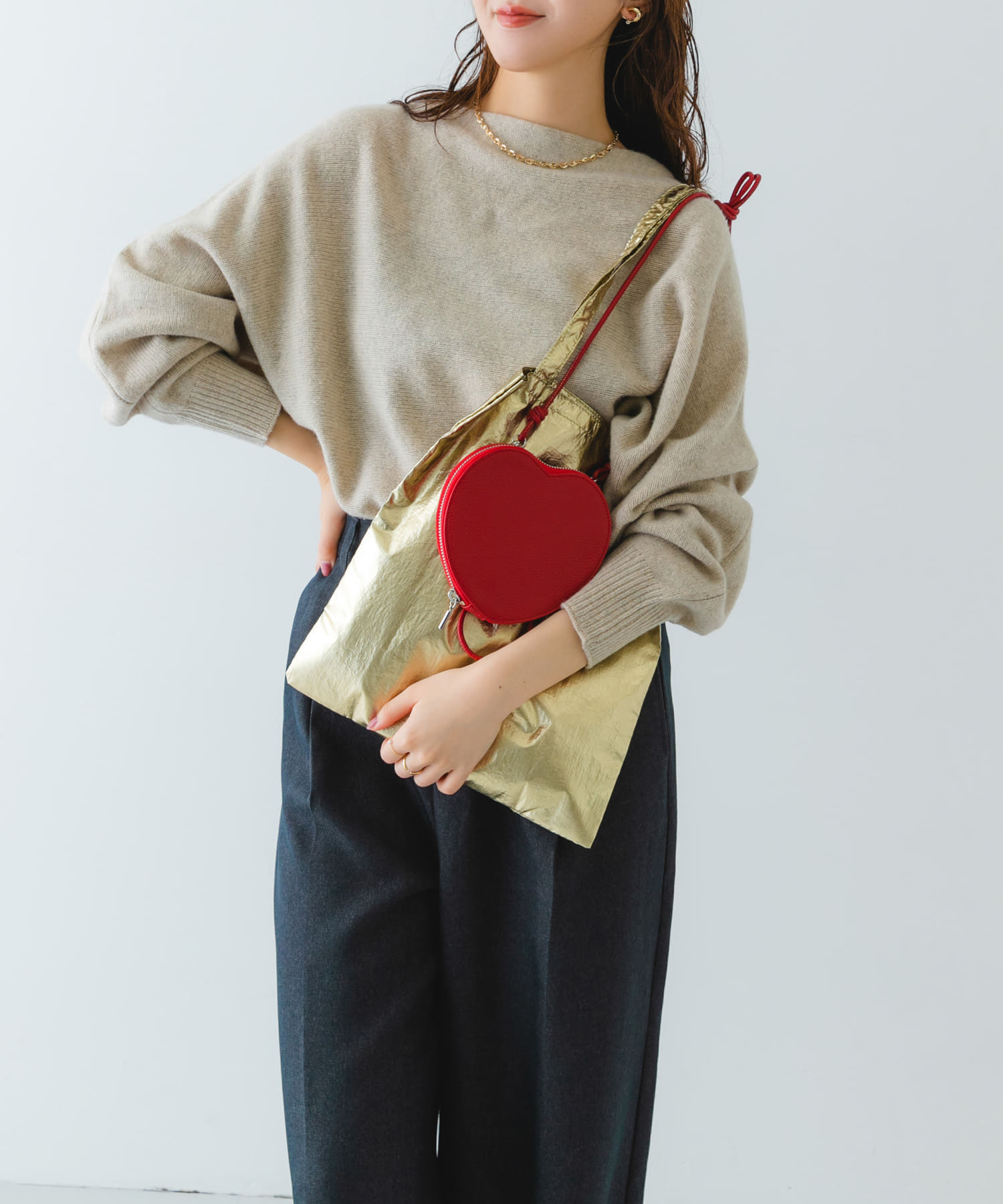 トートバッグ付ハートマルチショルダー RED one