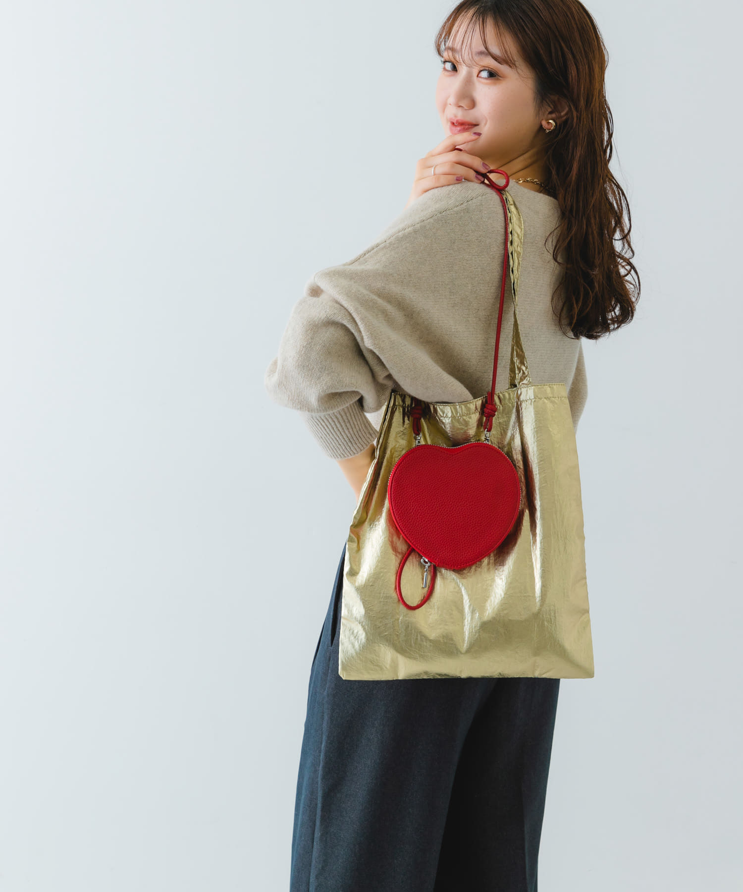 トートバッグ付ハートマルチショルダー RED one