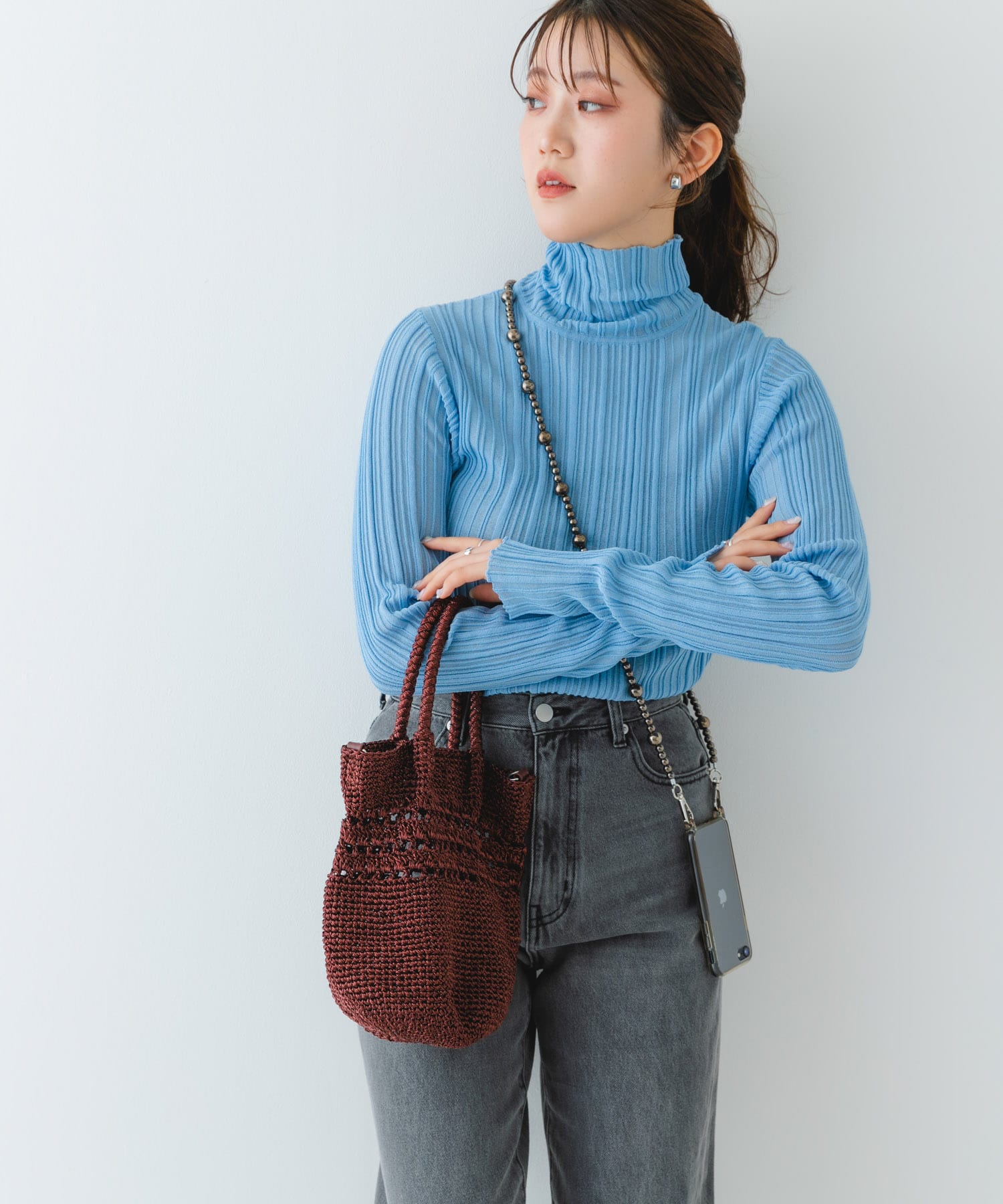 ビーズショルダーバッグ BROWN one