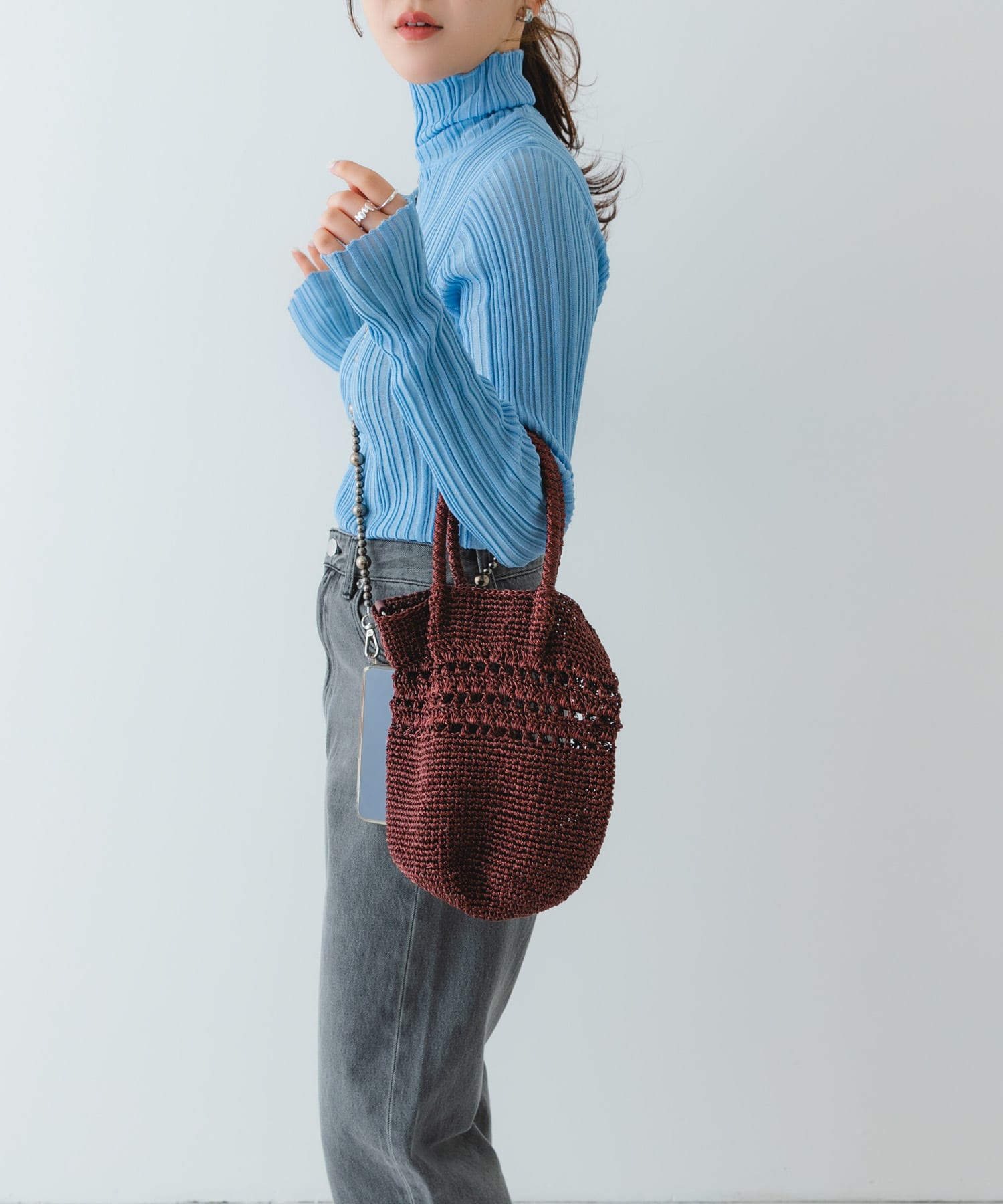 ビーズショルダーバッグ BROWN one