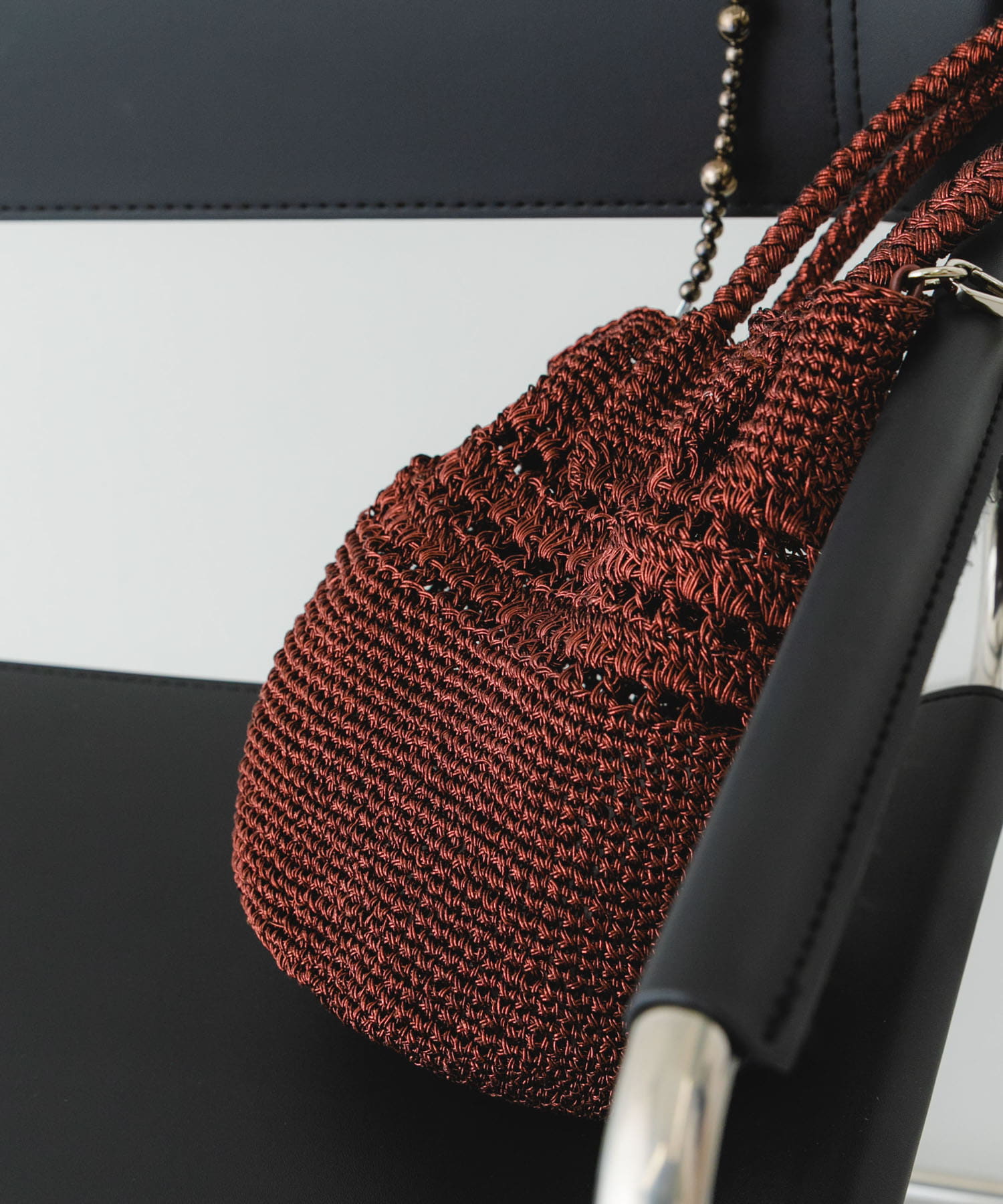ビーズショルダーバッグ BROWN one