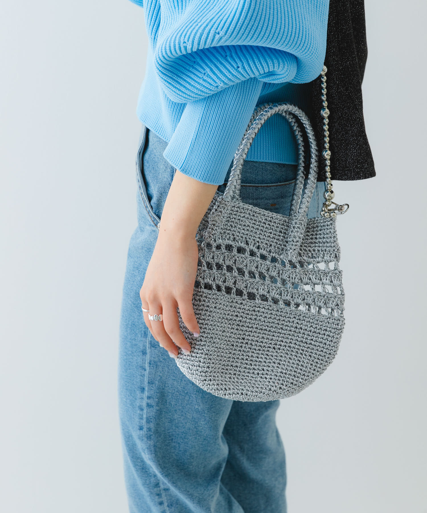 ビーズショルダーバッグ SILVER one