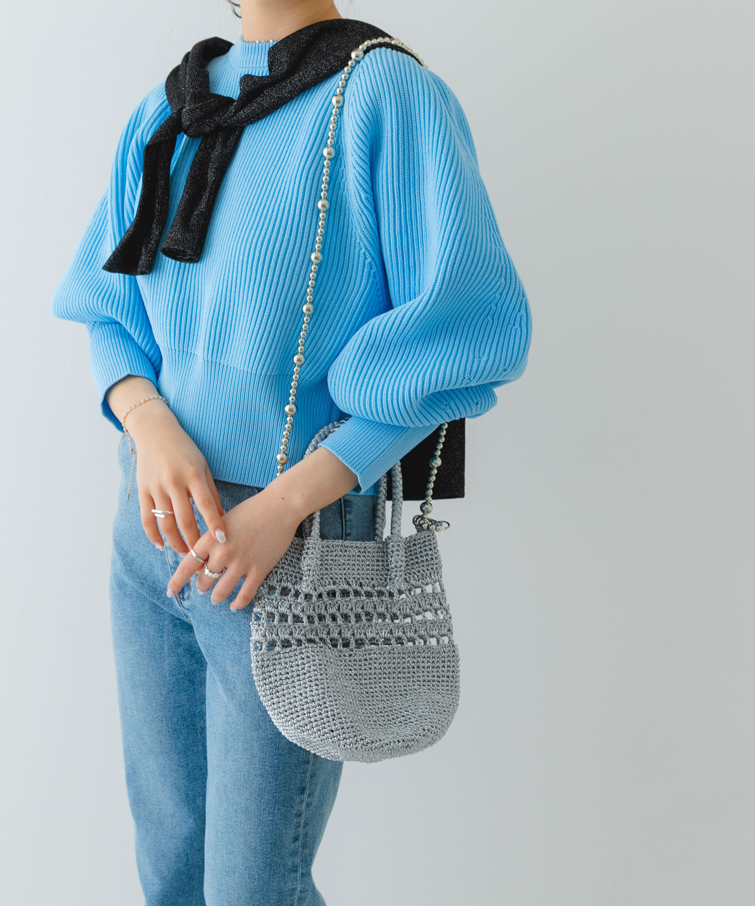 ビーズショルダーバッグ SILVER one