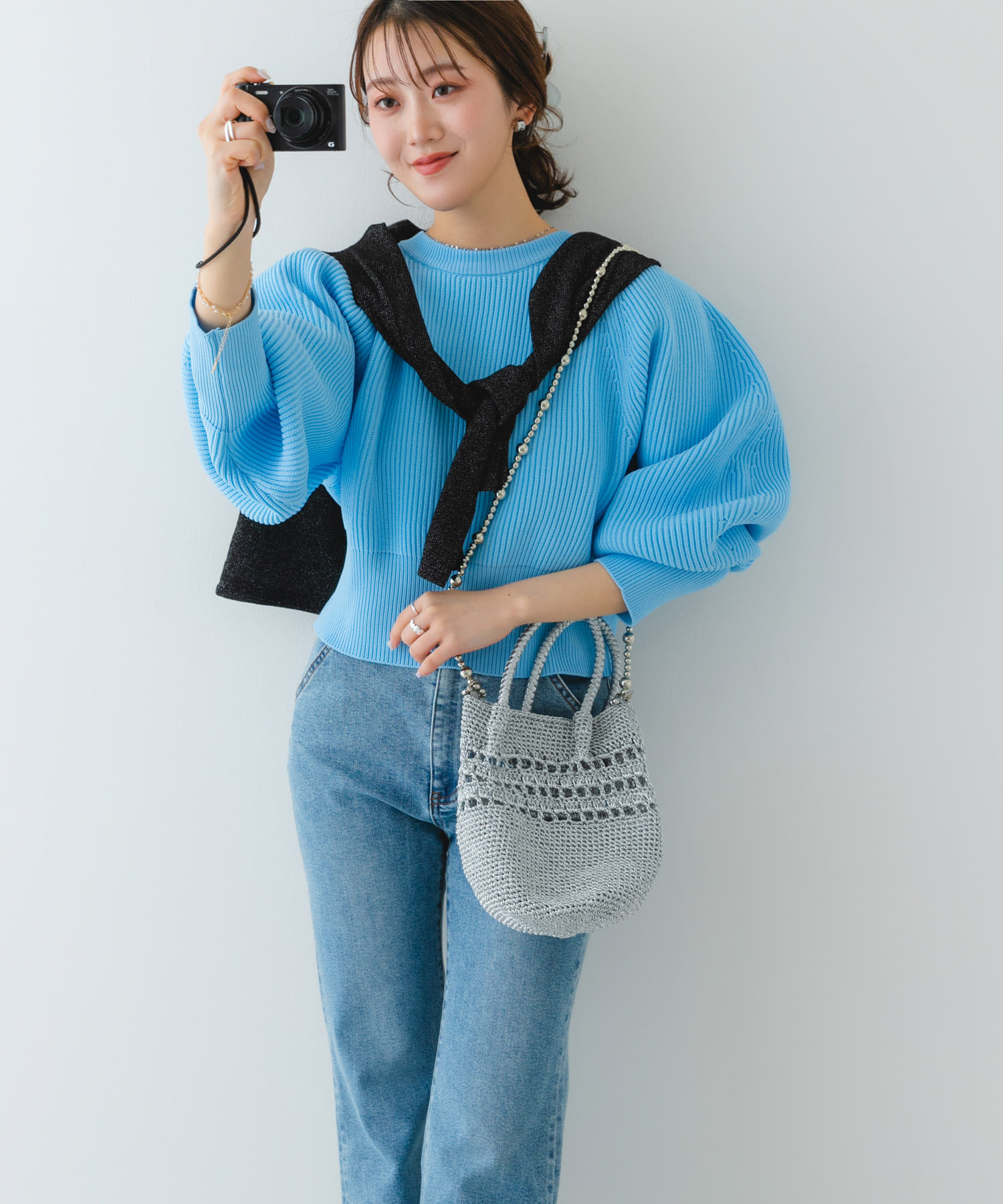 ビーズショルダーバッグ SILVER one