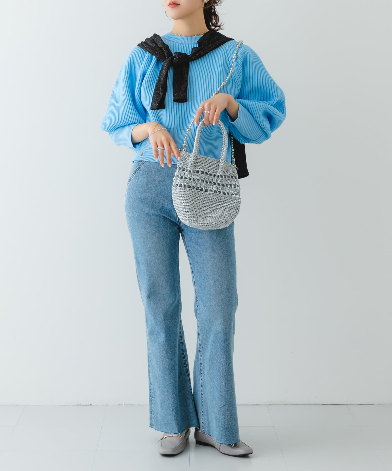 ビーズショルダーバッグ SILVER one