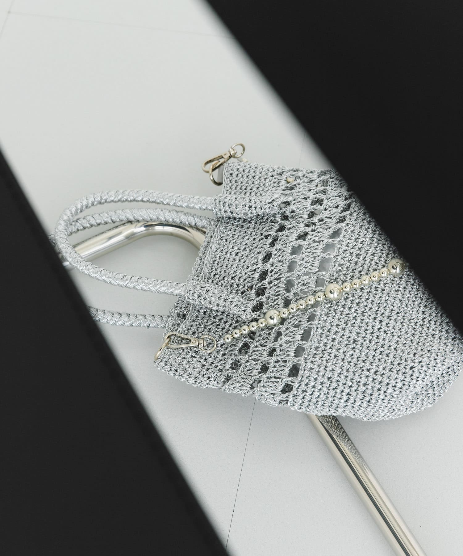 ビーズショルダーバッグ SILVER one