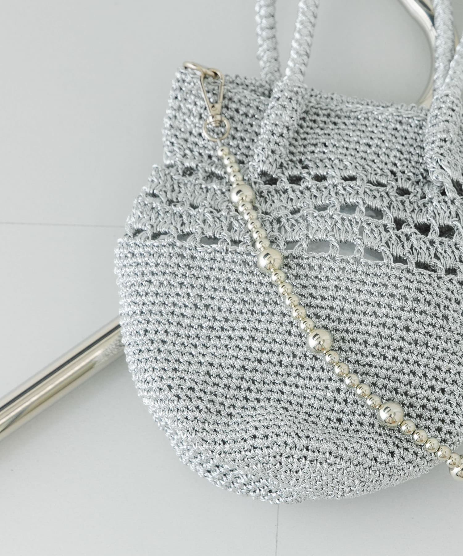 ビーズショルダーバッグ SILVER one