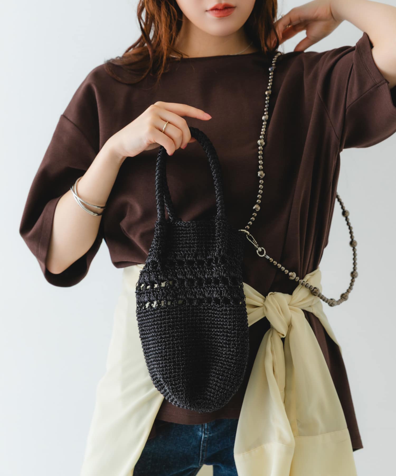 ビーズショルダーバッグ BLACK one