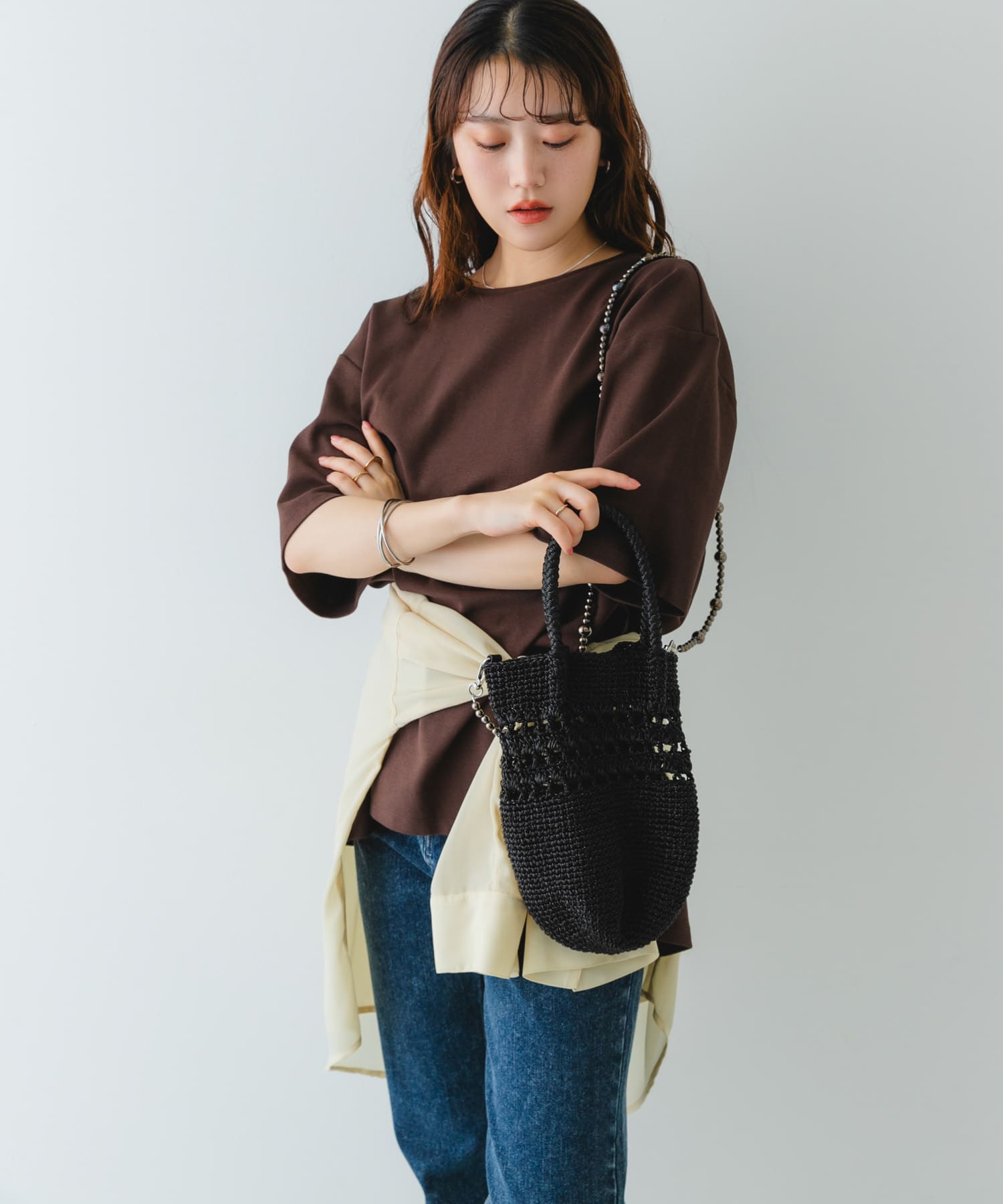 ビーズショルダーバッグ BLACK one