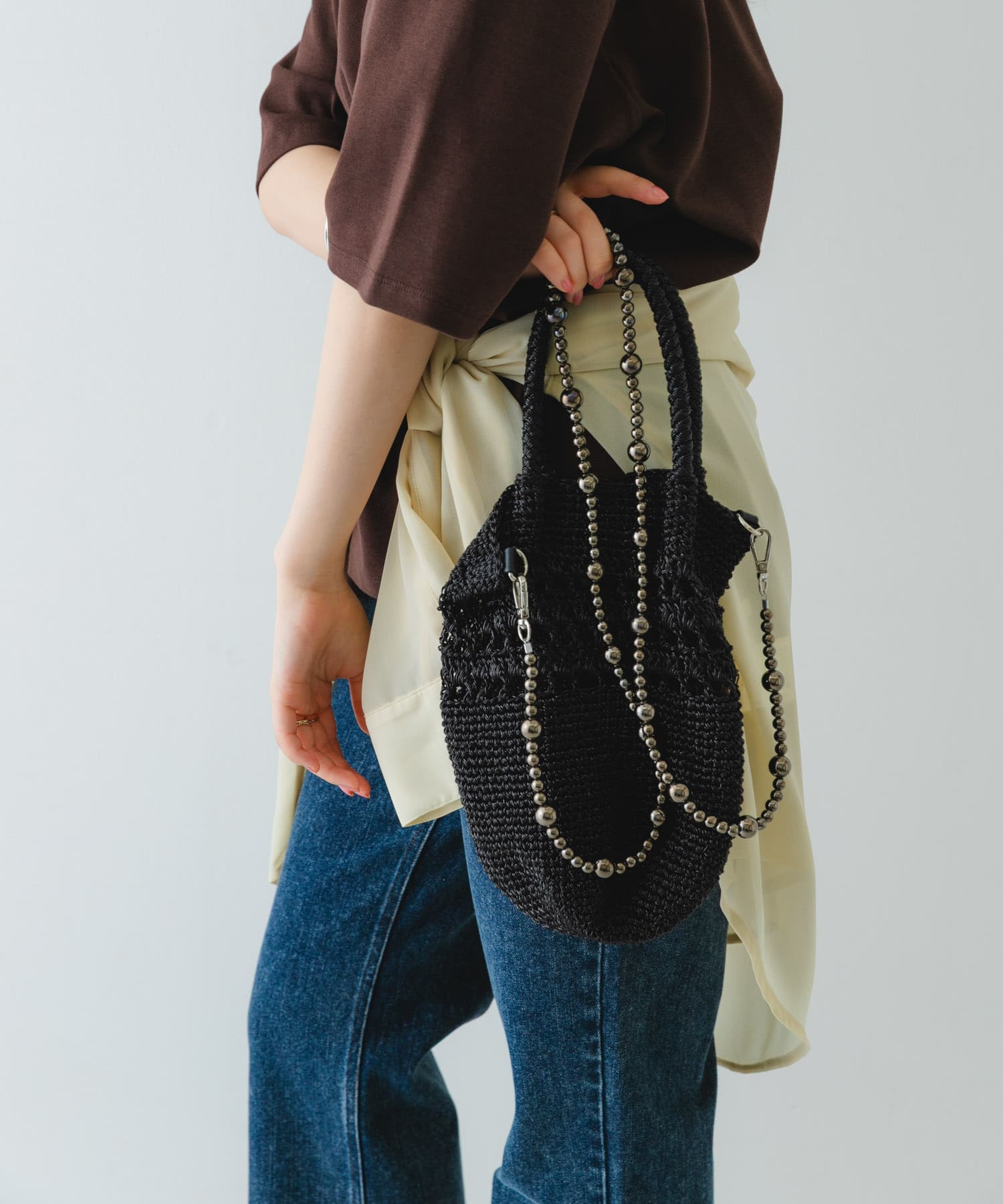 ビーズショルダーバッグ BLACK one