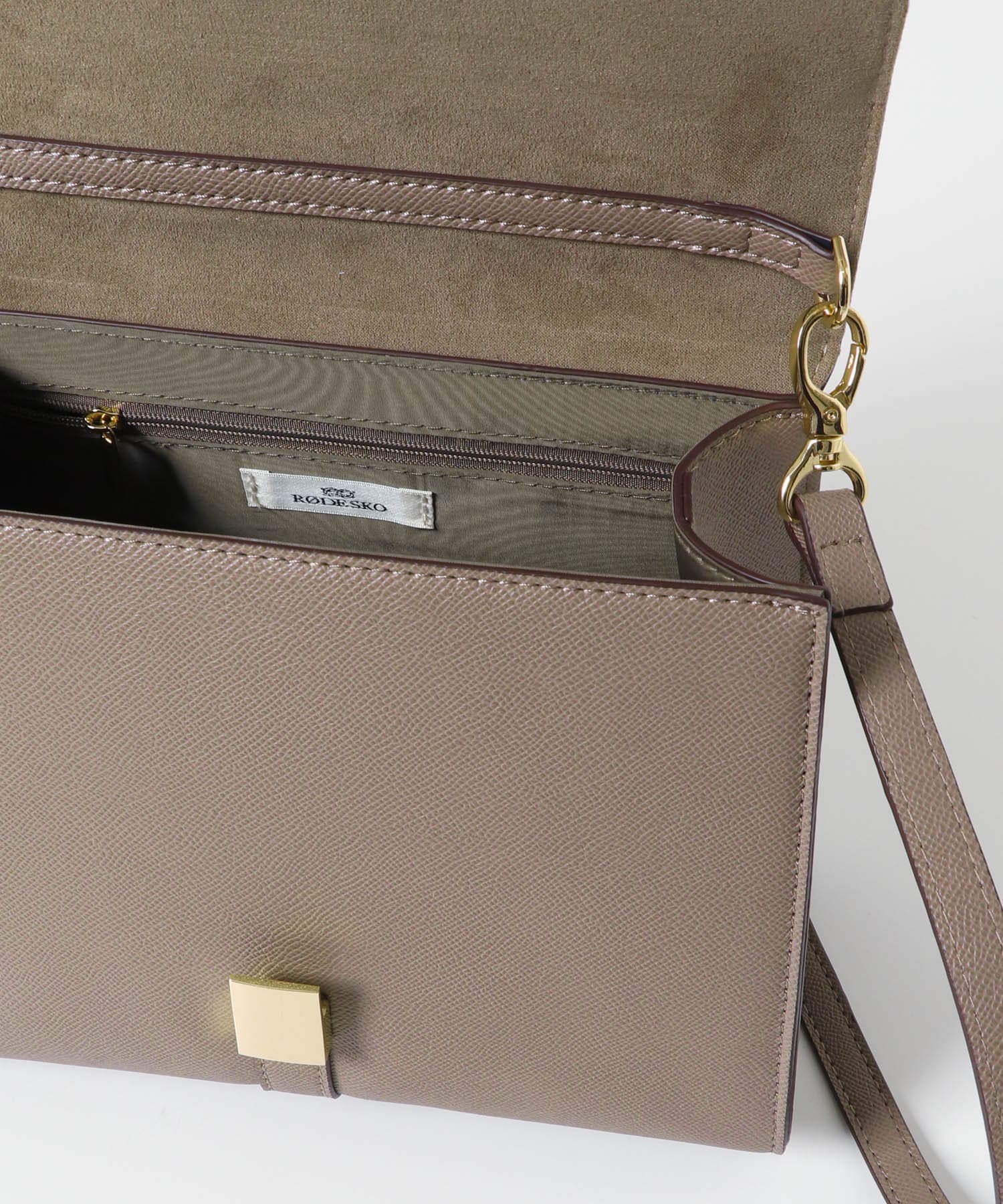 サブバッグ付フラップハンドバッグ GREIGE one