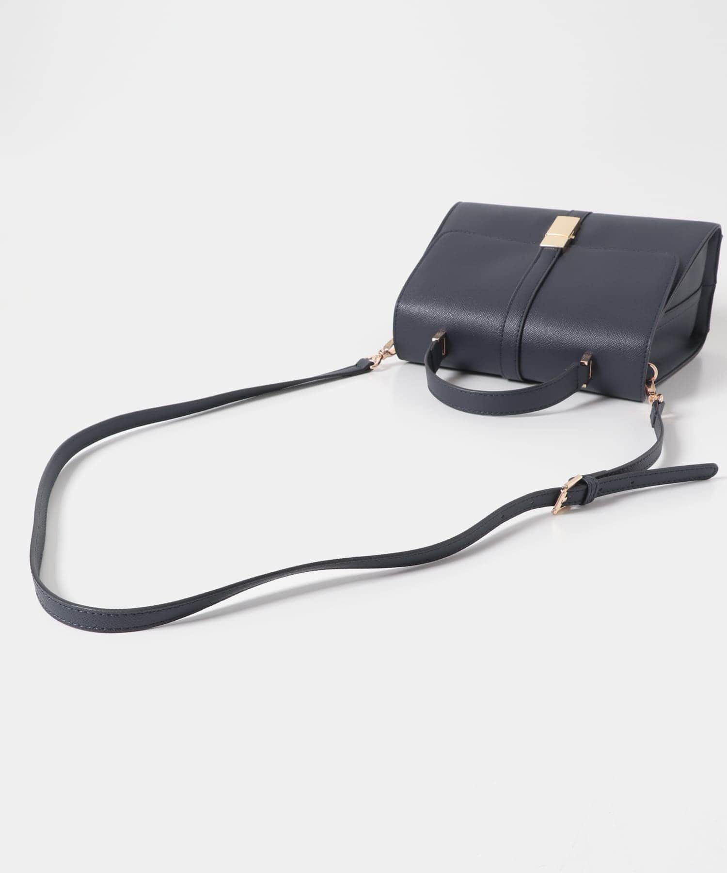 サブバッグ付フラップハンドバッグ NAVY one