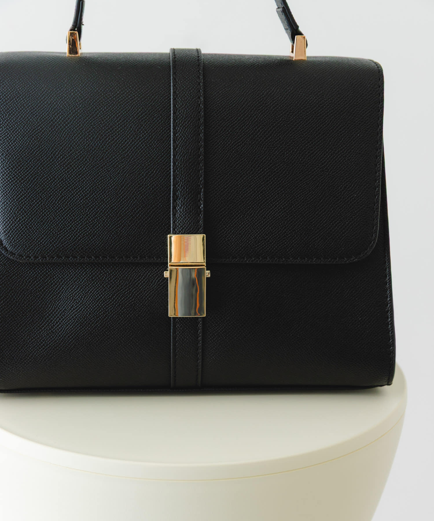 サブバッグ付フラップハンドバッグ BLACK one