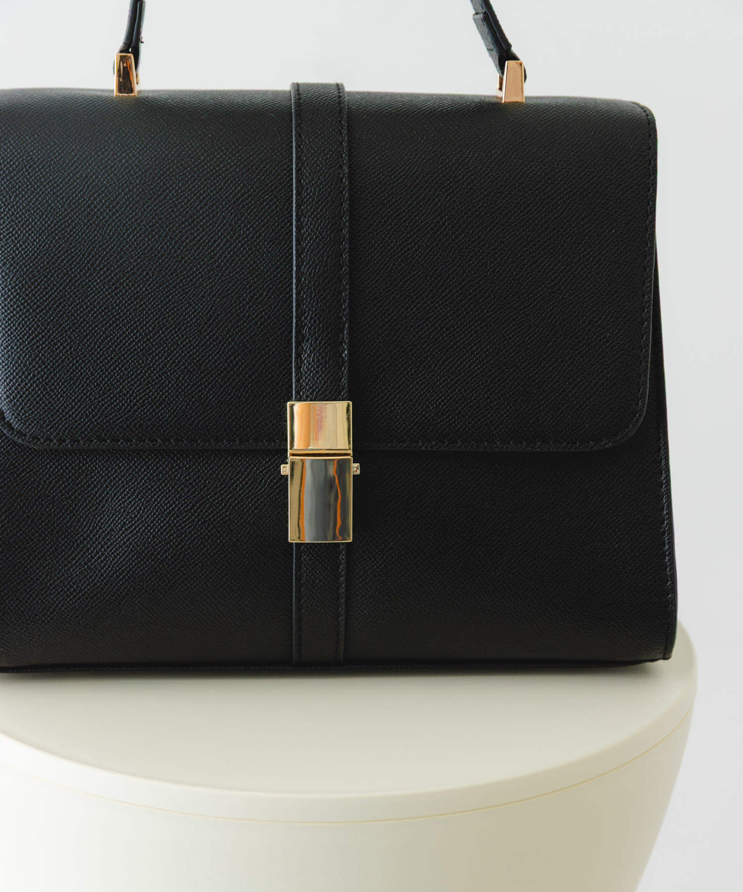 サブバッグ付フラップハンドバッグ BLACK one