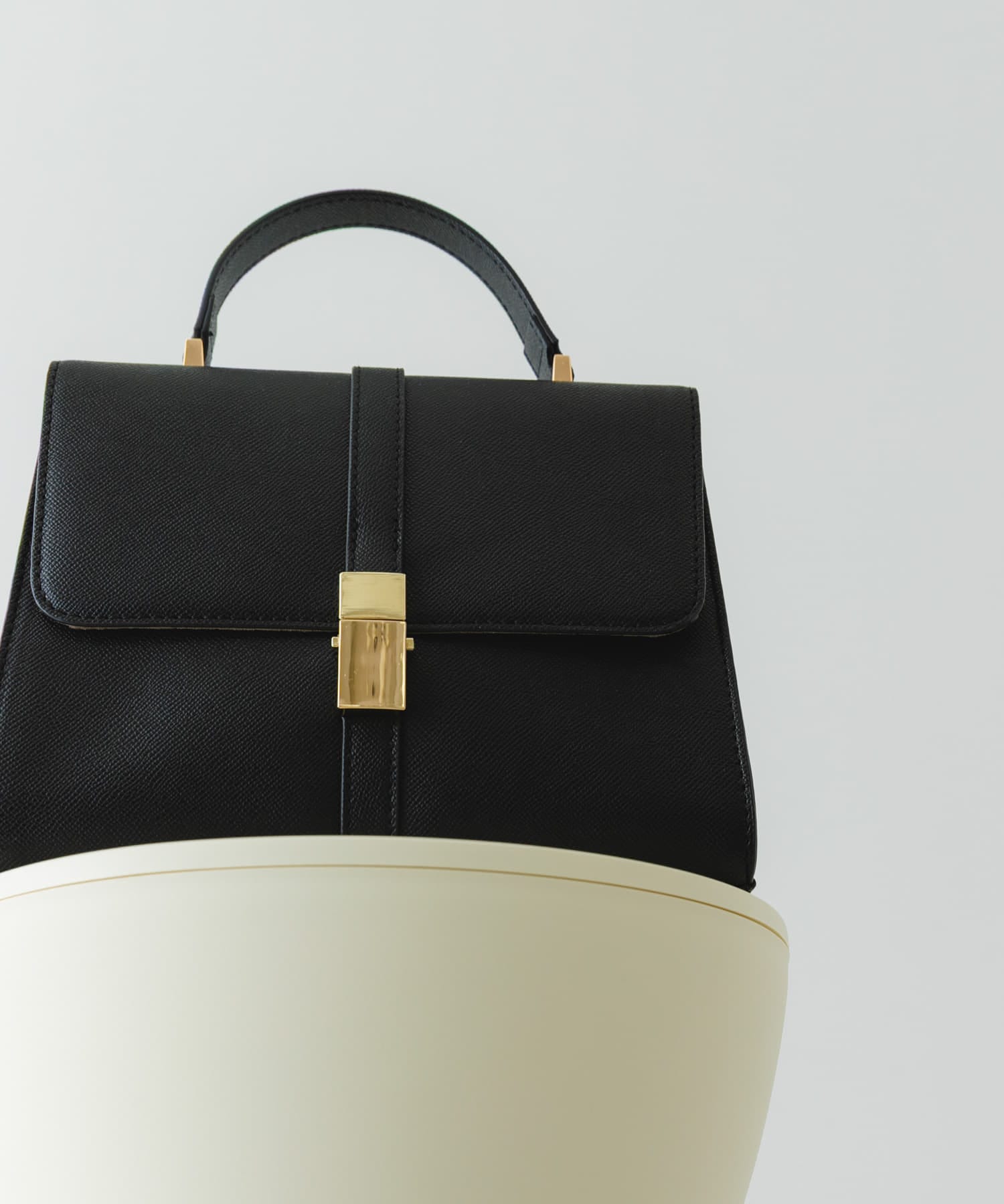 サブバッグ付フラップハンドバッグ BLACK one