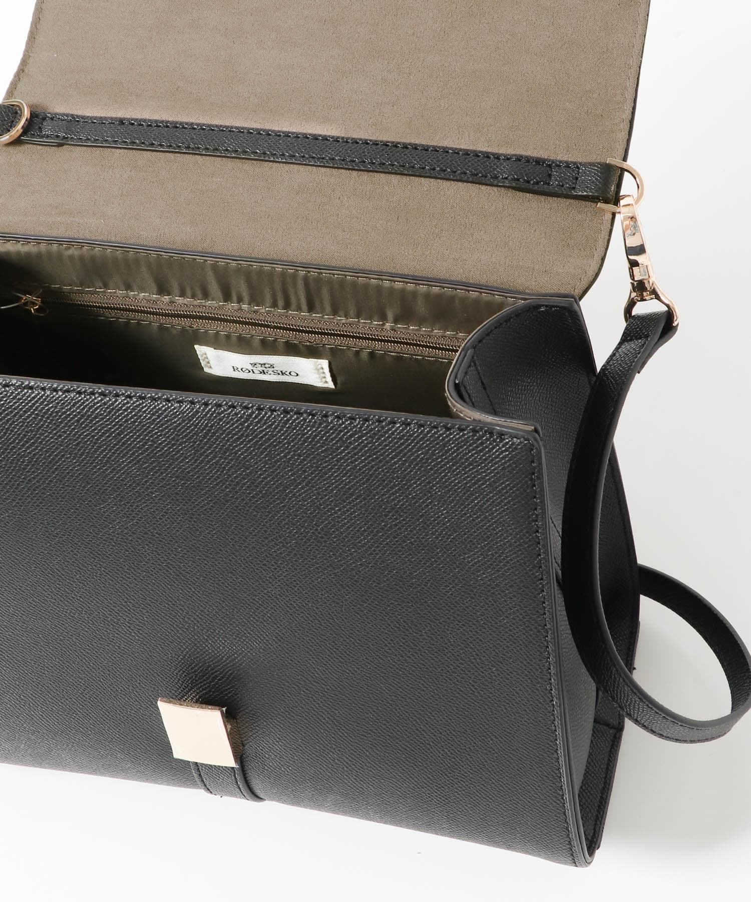 サブバッグ付フラップハンドバッグ BLACK one