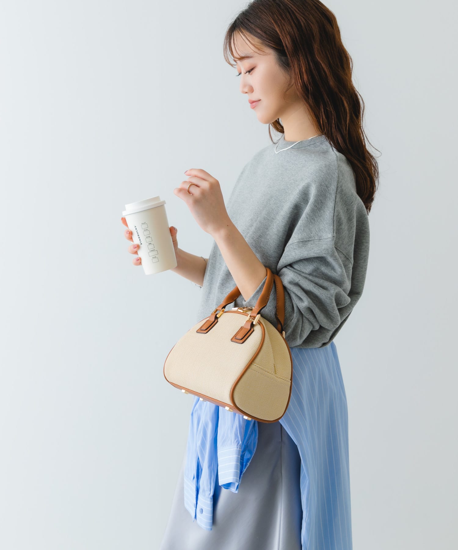 ラウンドミニボストンバッグ CAMEL one