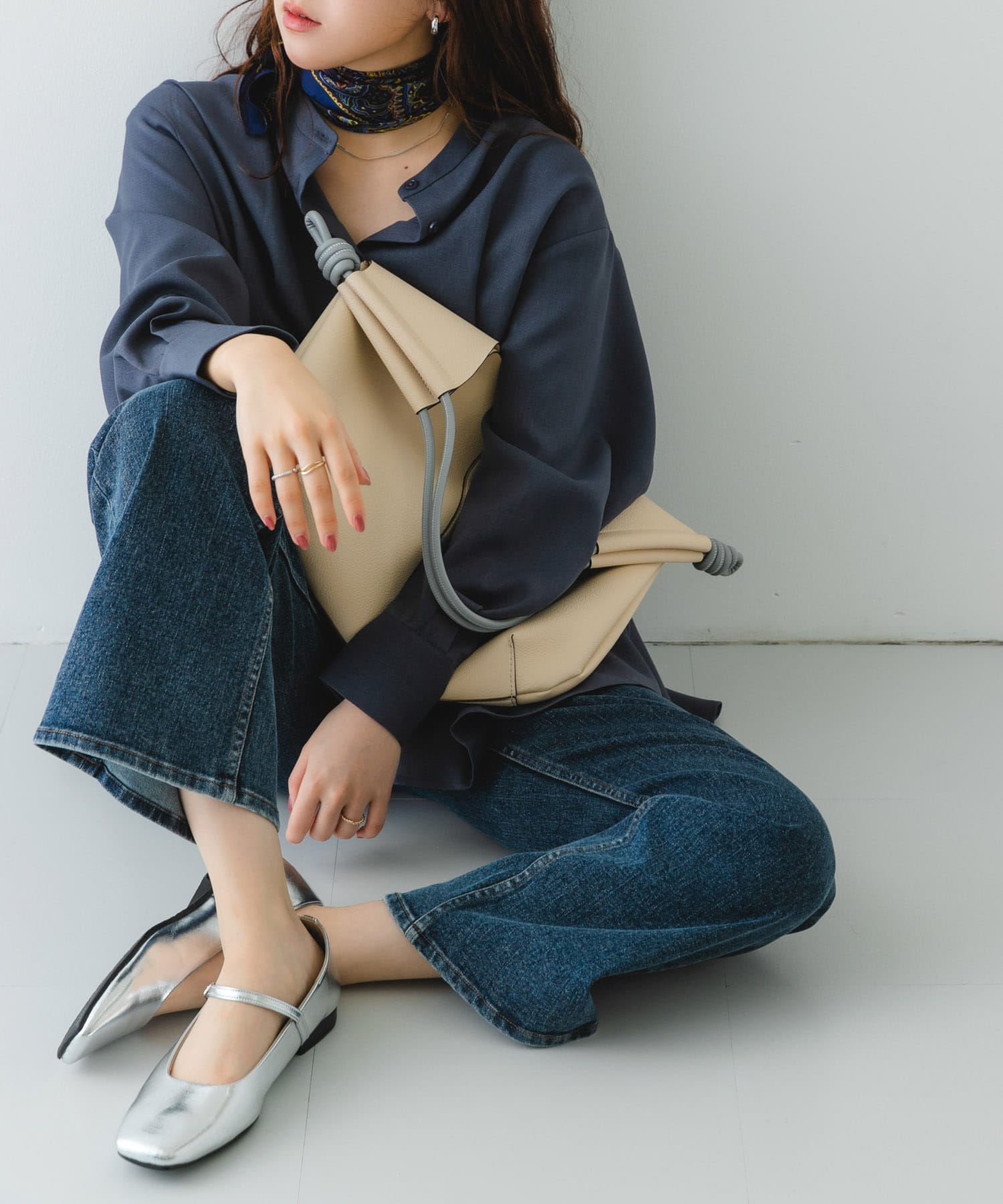 ラウンドデザインむすびトートバッグ OFF WHITE one