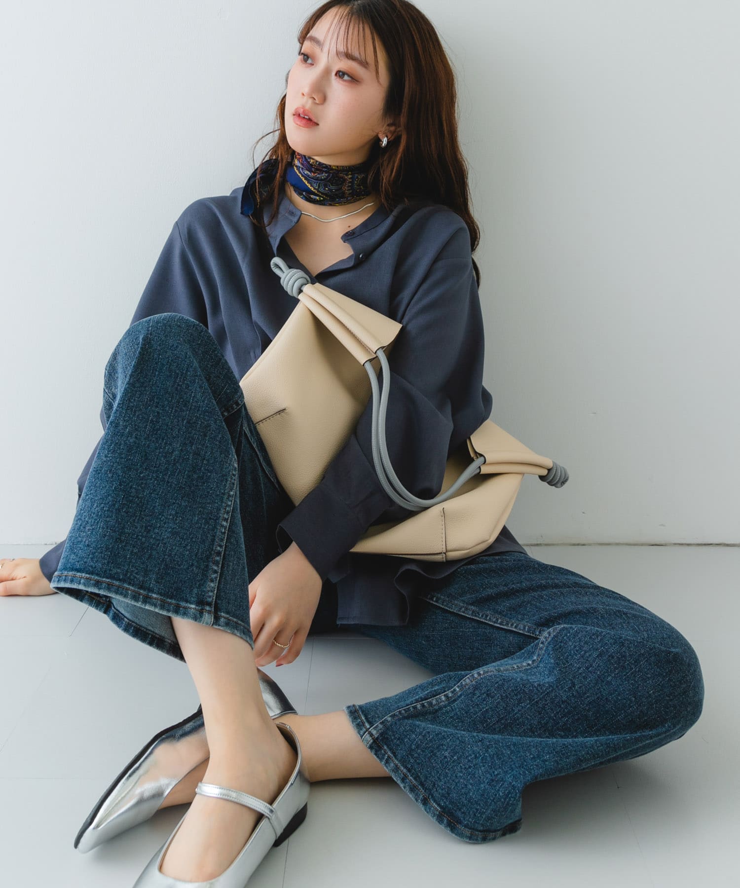 ラウンドデザインむすびトートバッグ OFF WHITE one