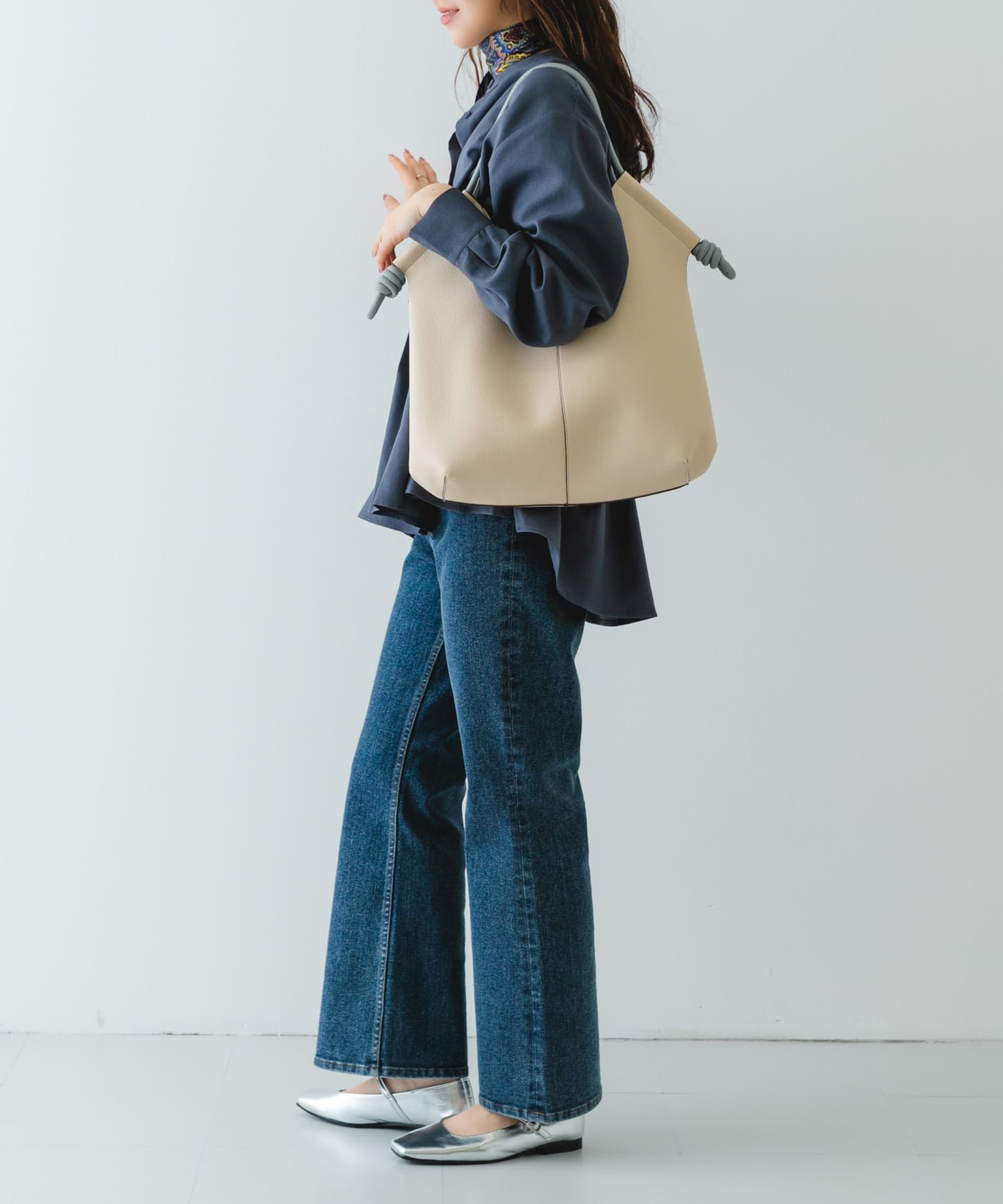 ラウンドデザインむすびトートバッグ OFF WHITE one