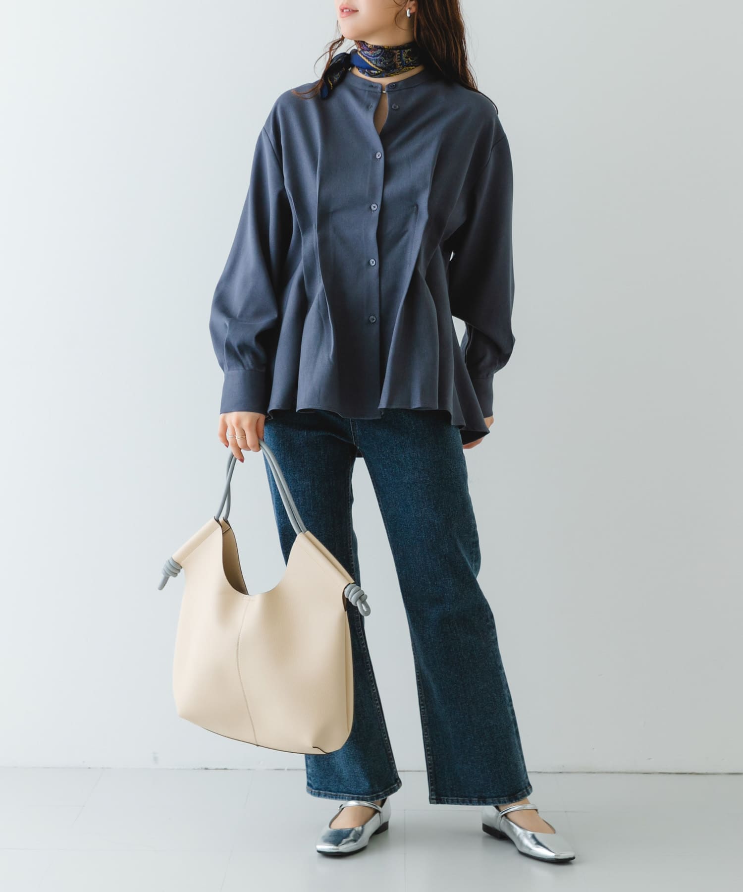 ラウンドデザインむすびトートバッグ OFF WHITE one