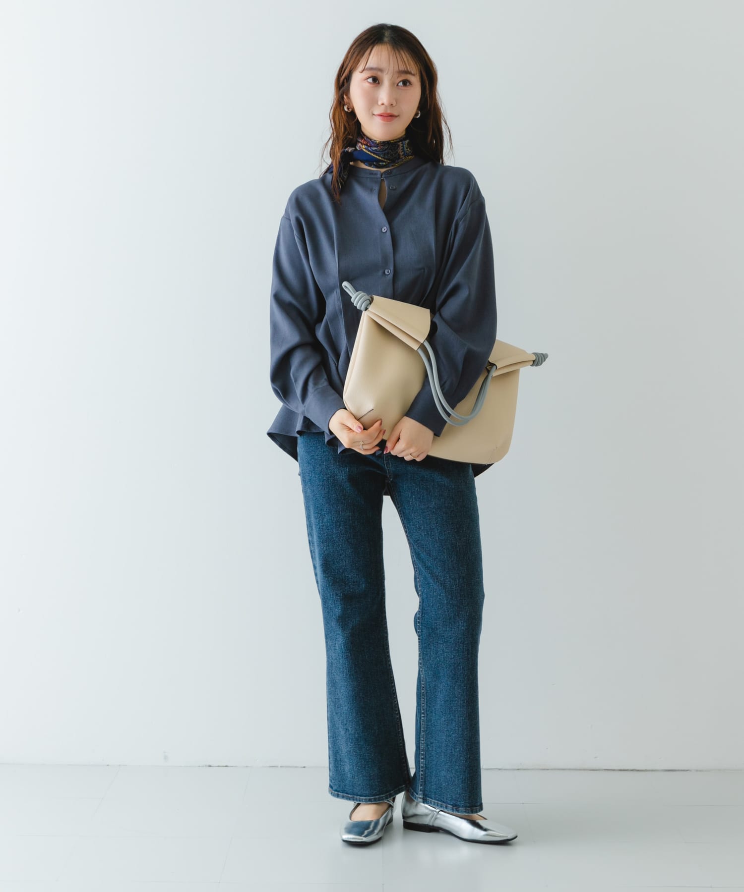 ラウンドデザインむすびトートバッグ OFF WHITE one