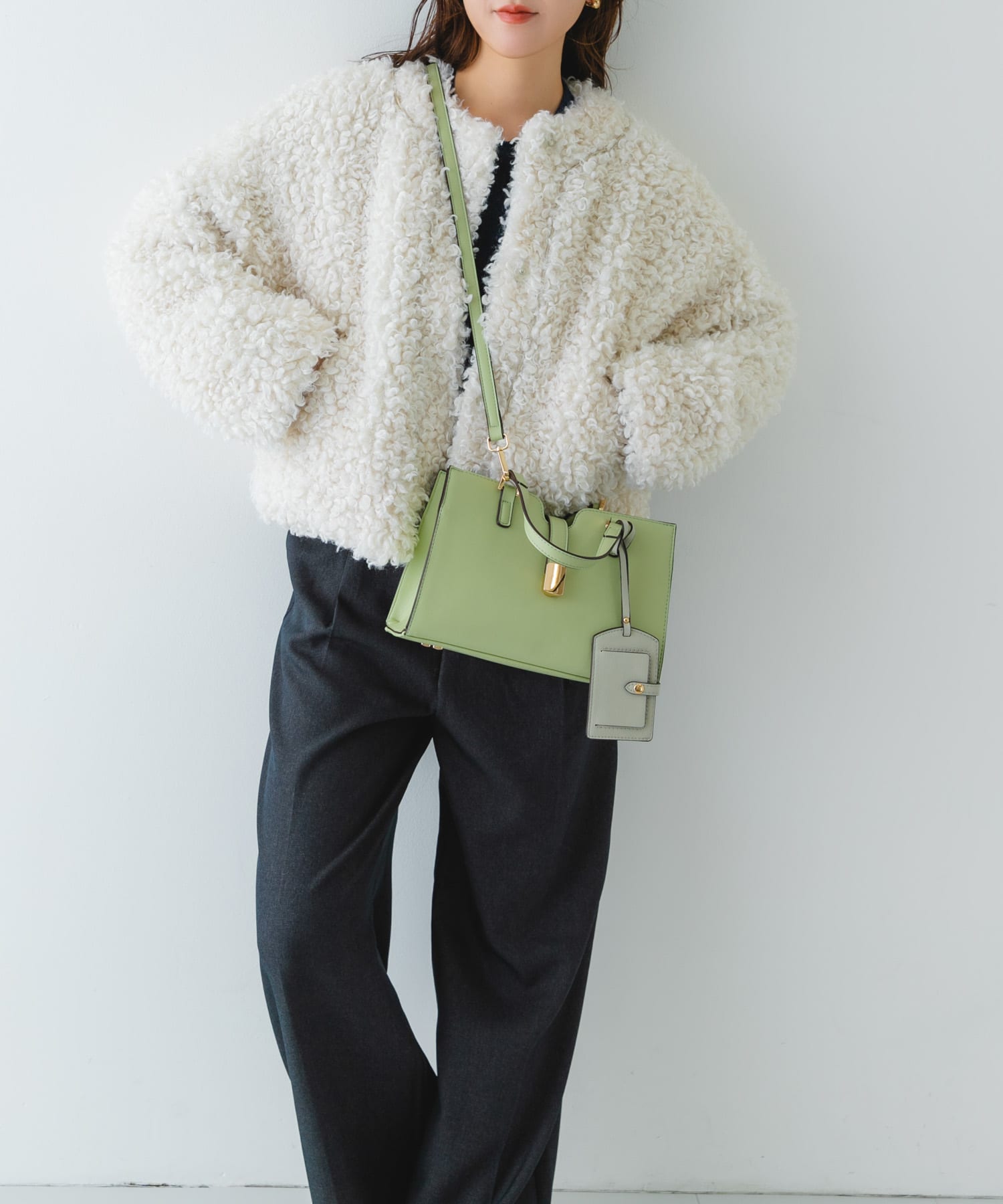 パスケース付フラップハンドバッグ MINT one