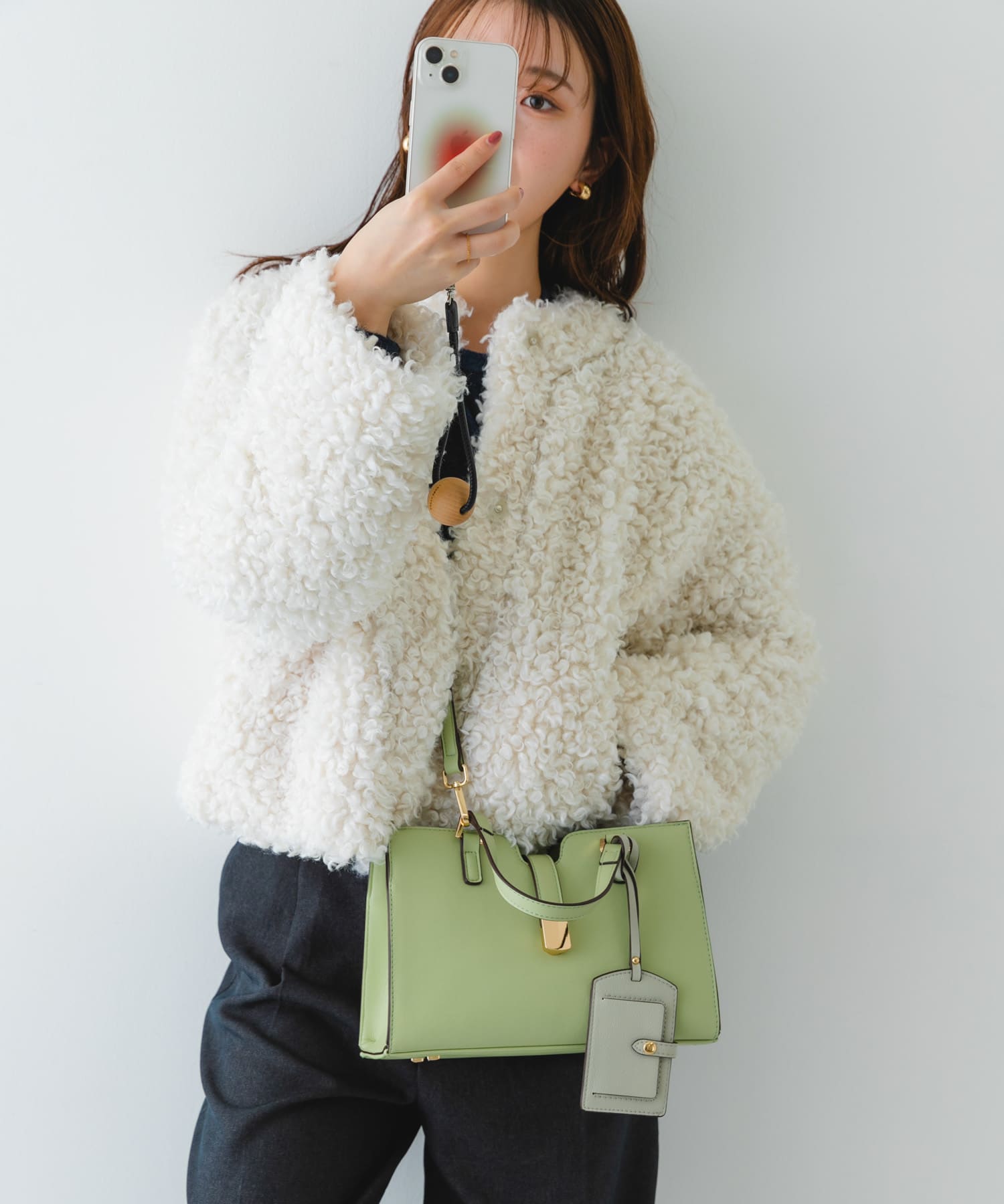 パスケース付フラップハンドバッグ MINT one