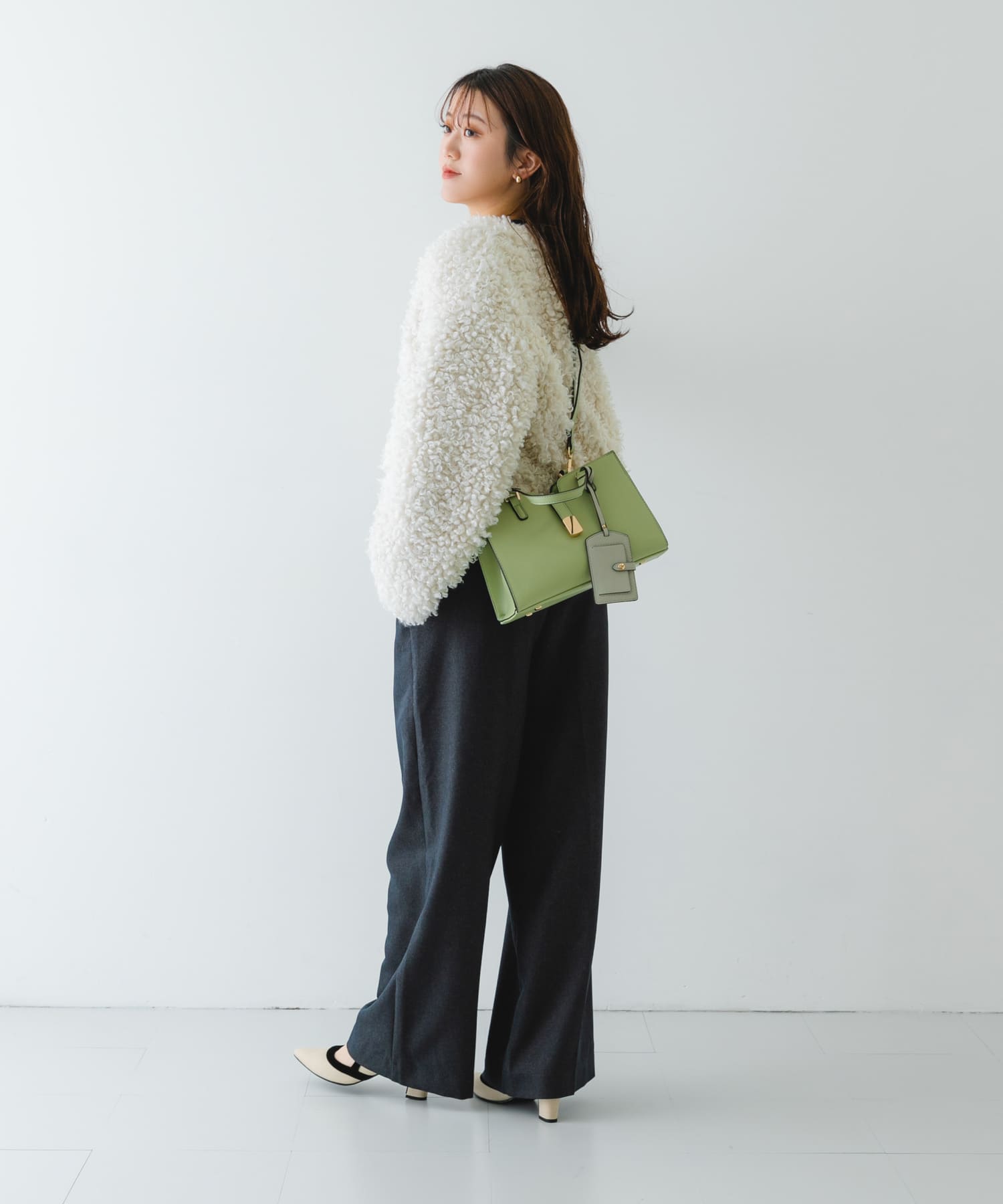 パスケース付フラップハンドバッグ MINT one