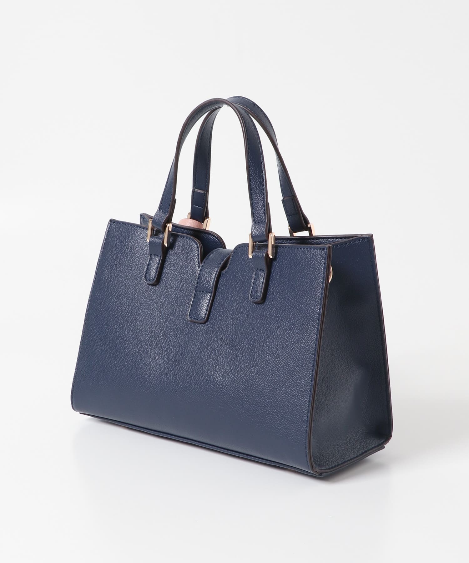 パスケース付フラップハンドバッグ NAVY one