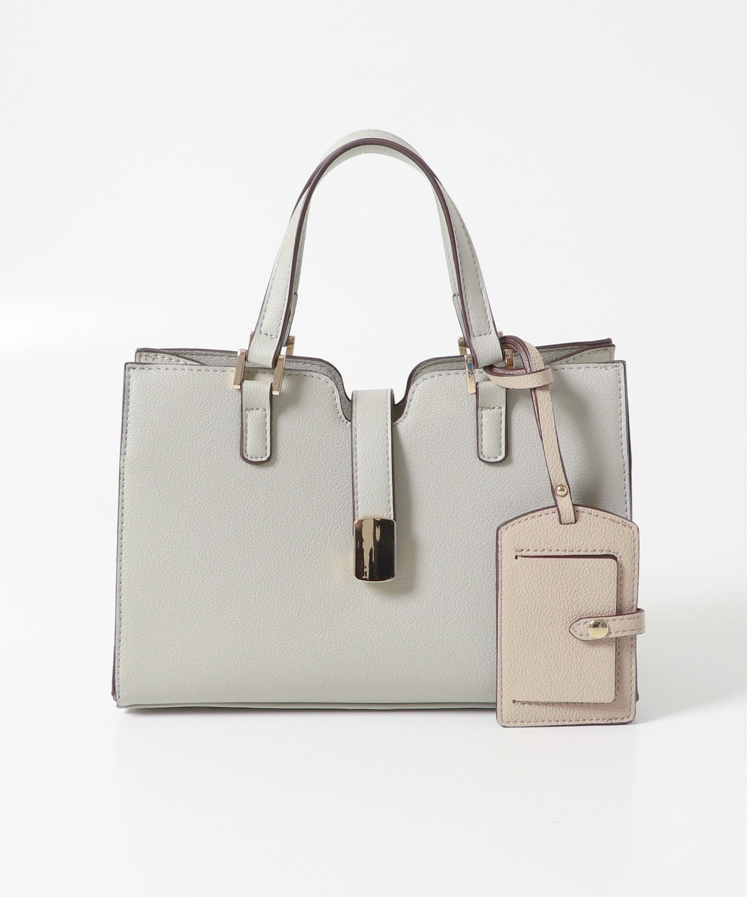 パスケース付フラップハンドバッグ GRAY one