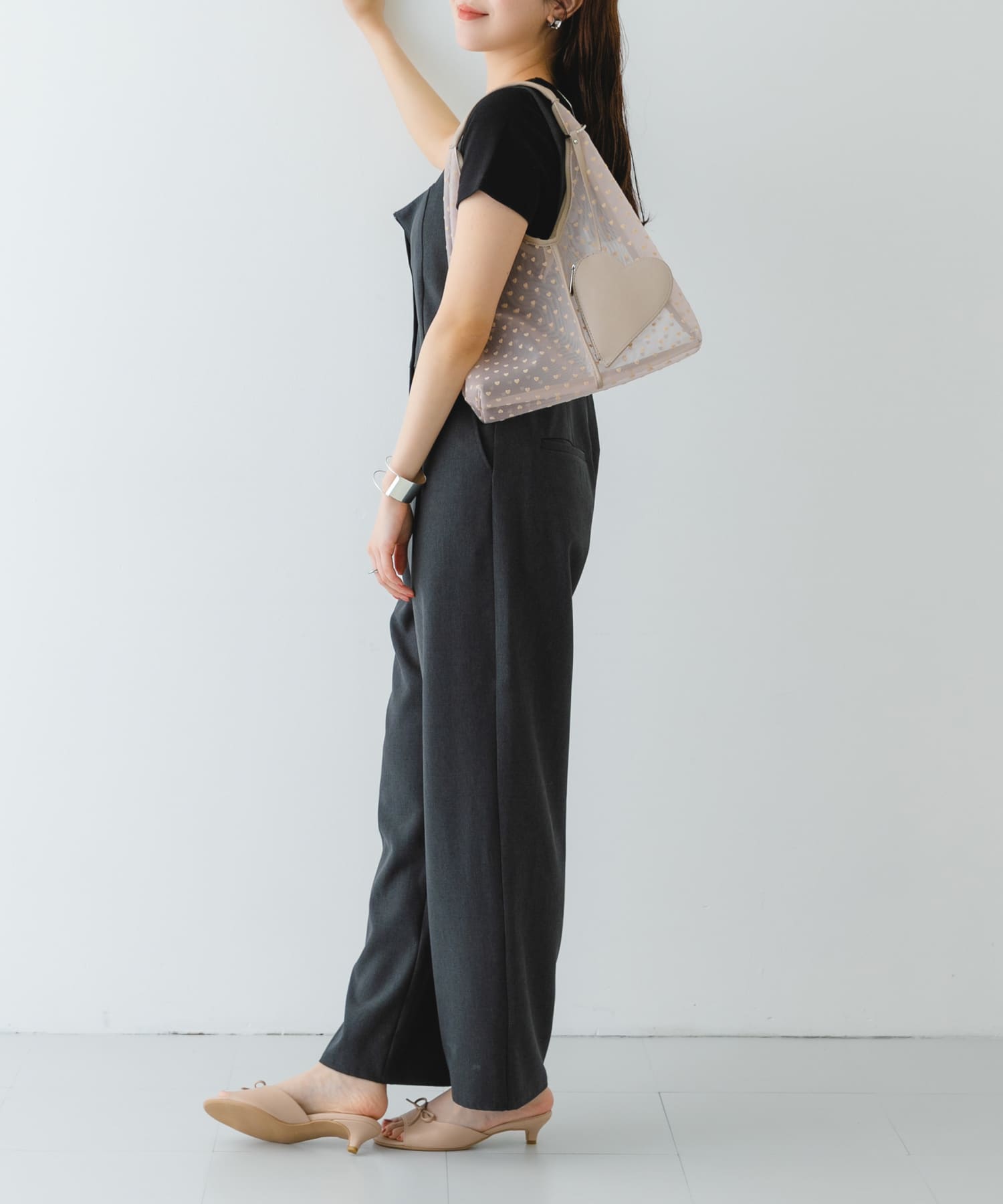 ハートシアーサンカクハンドバッグ BEIGE one