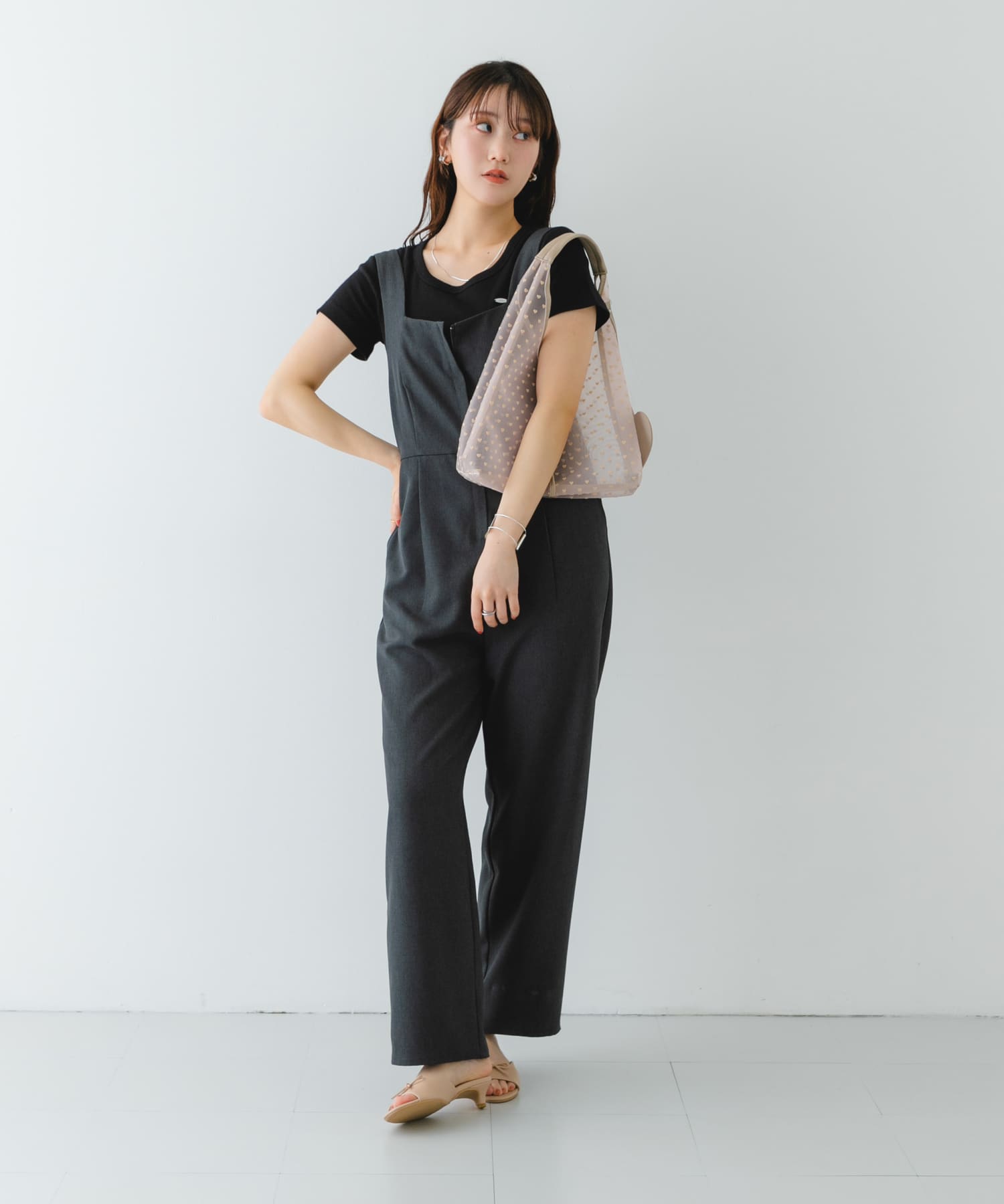 ハートシアーサンカクハンドバッグ BEIGE one