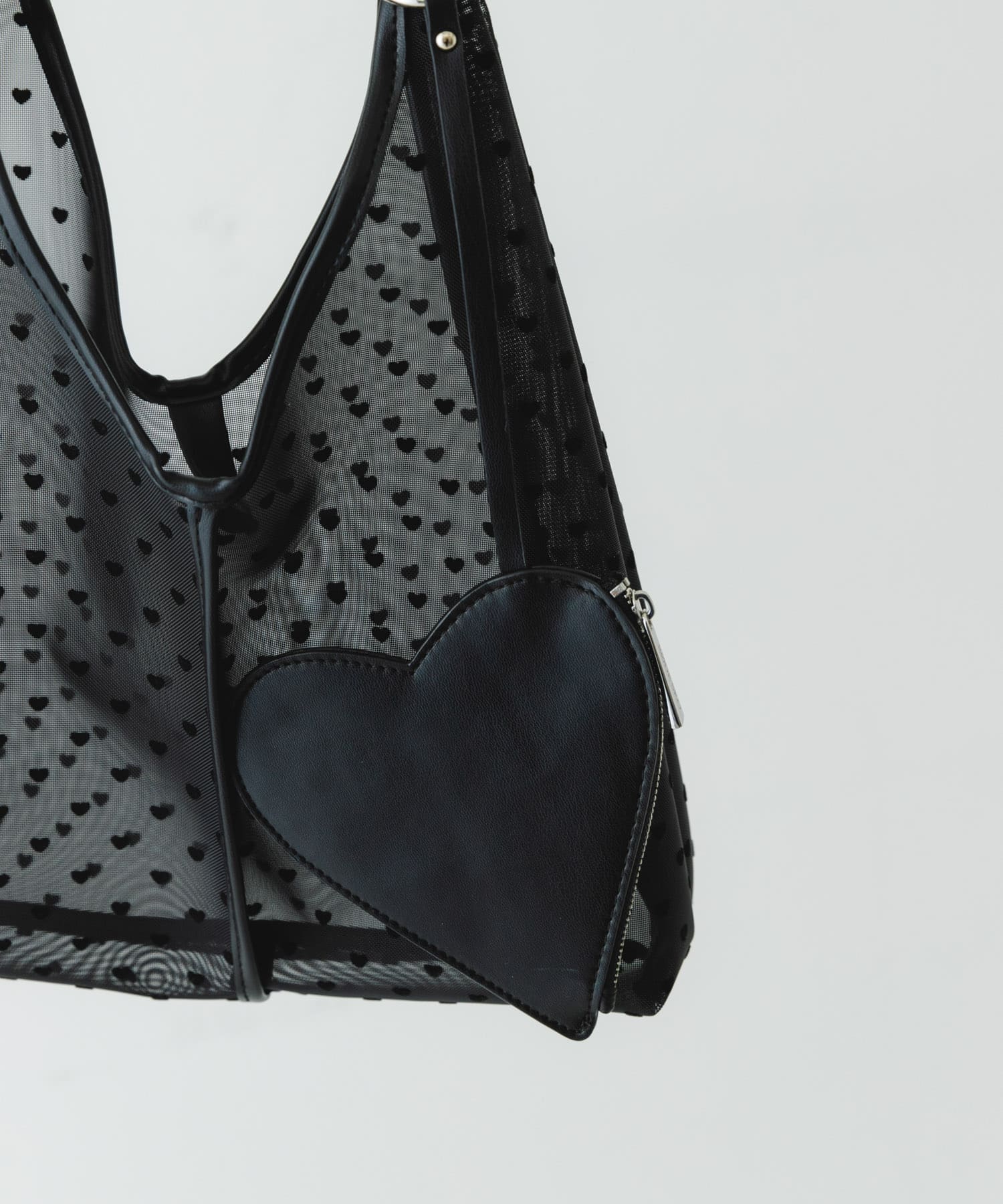 ハートシアーサンカクハンドバッグ BLACK one