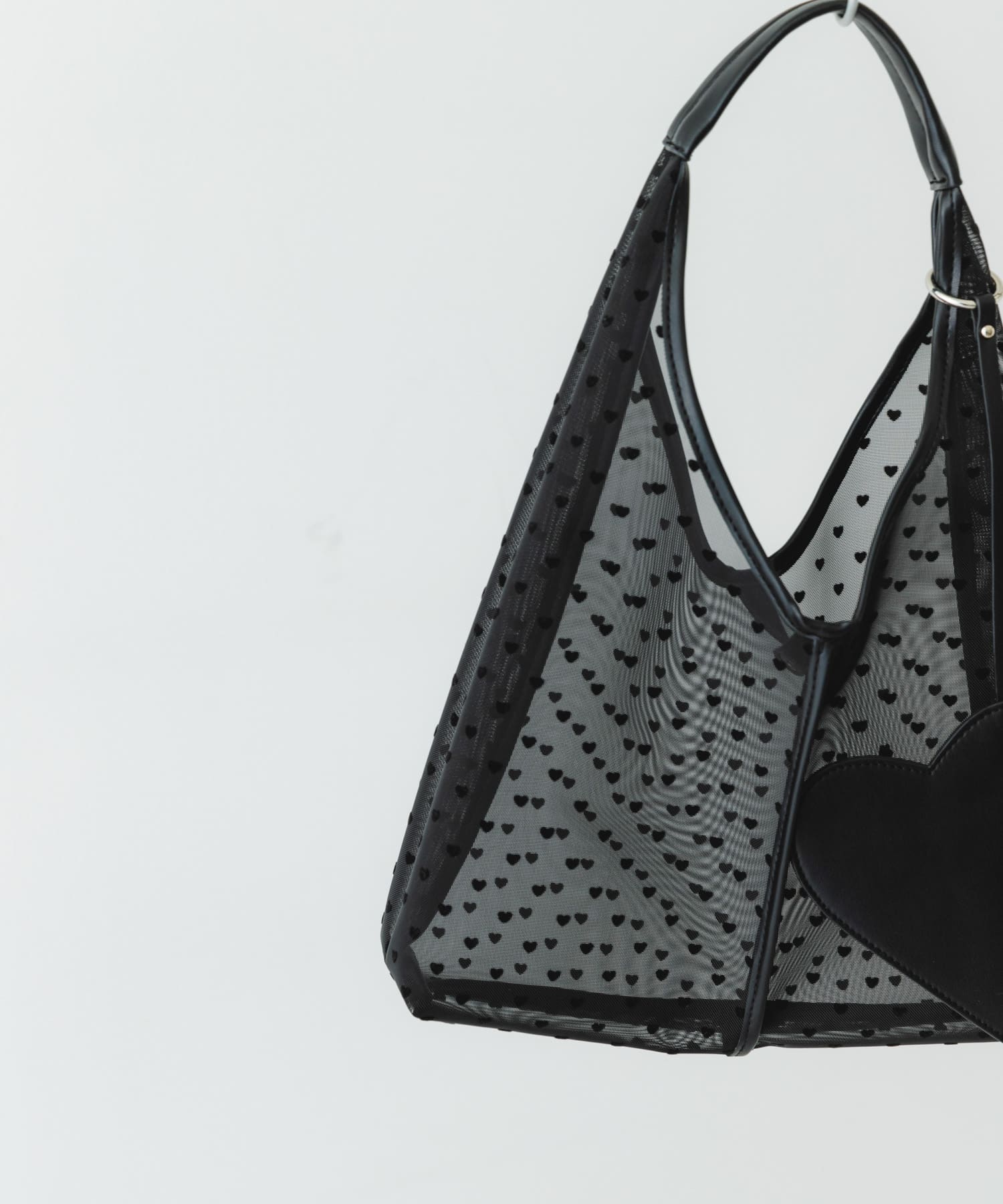 ハートシアーサンカクハンドバッグ BLACK one