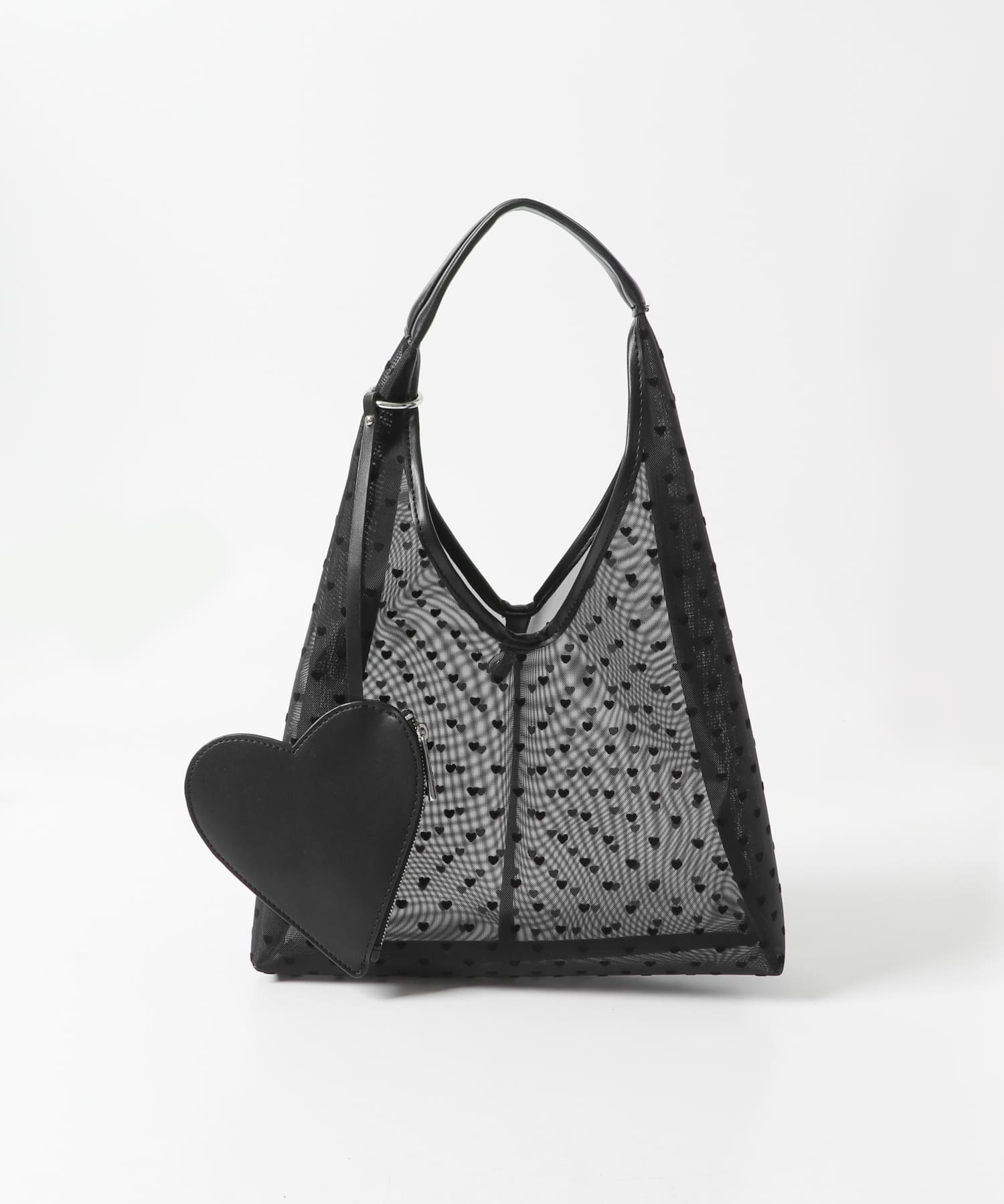 ハートシアーサンカクハンドバッグ BLACK one