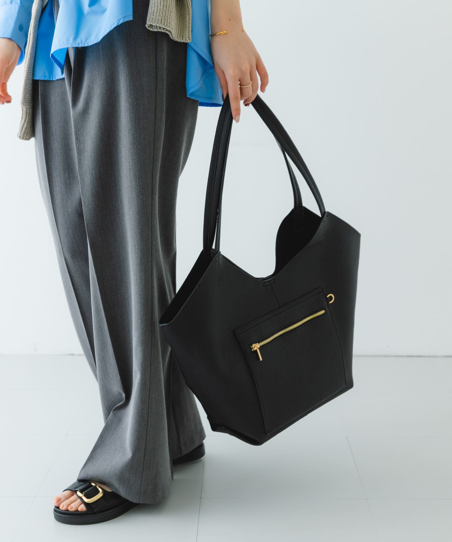 軽量アウトポケットトートバッグ BLACK one